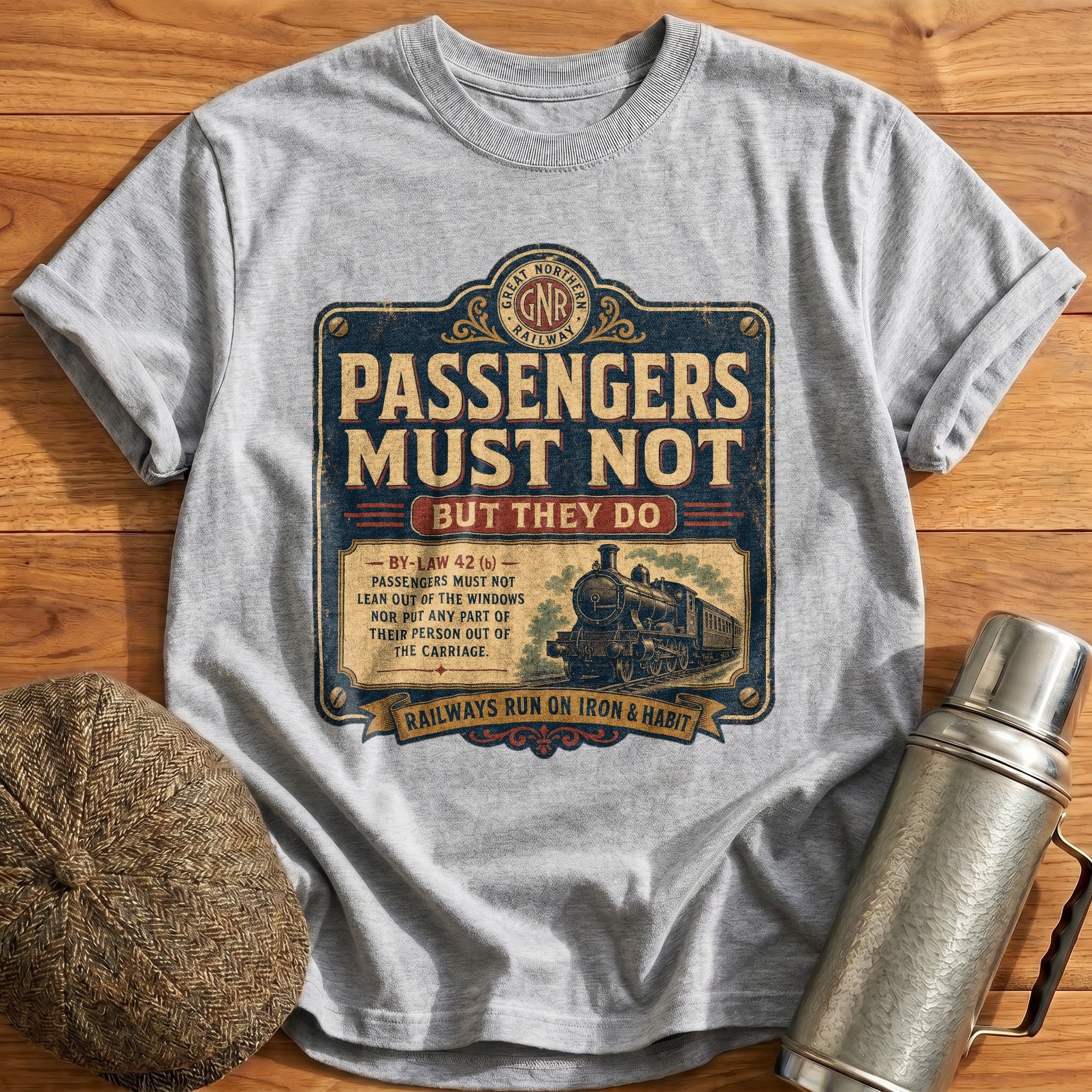 Passengers Must not T-Shirt - Sport Grey