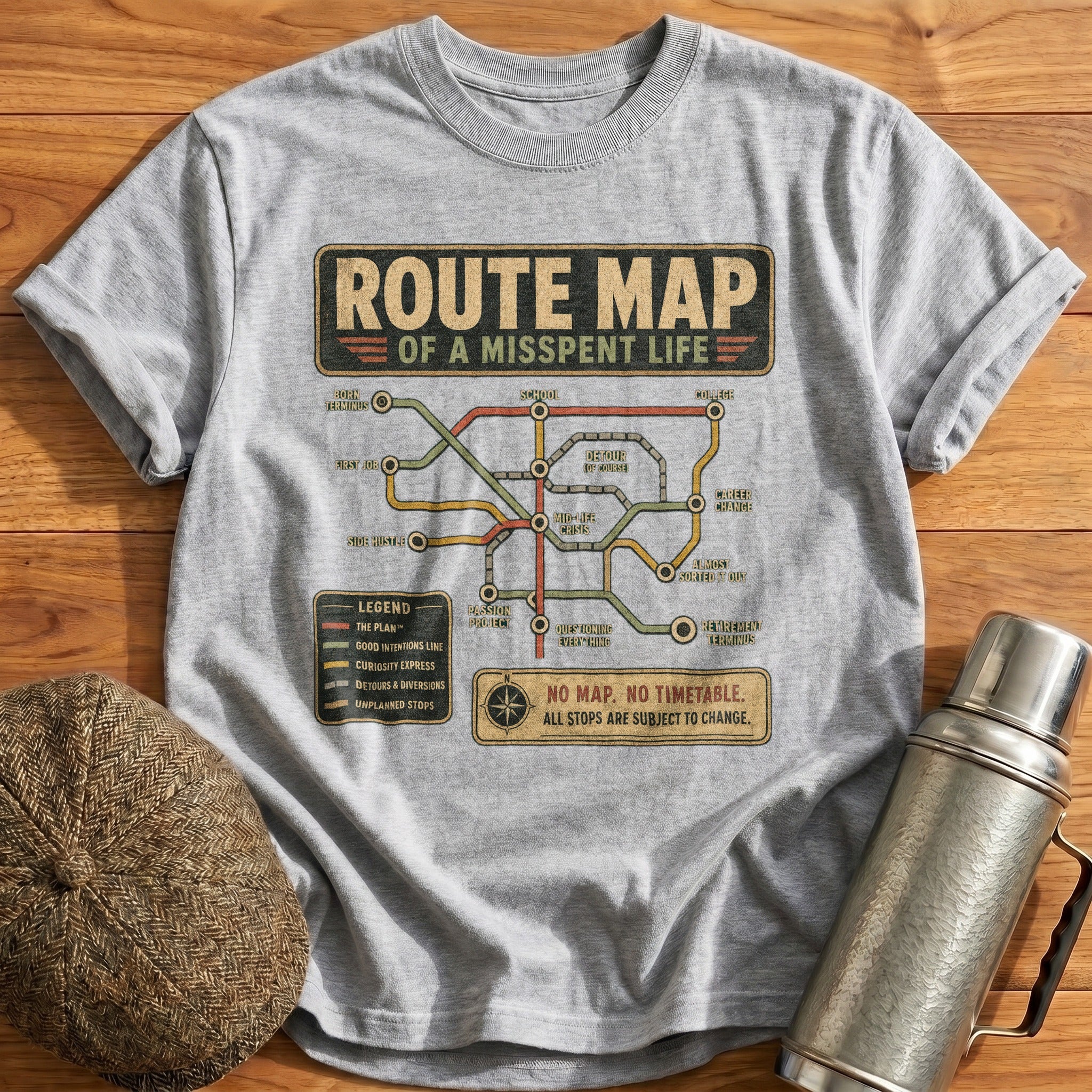 Route Map T-Shirt - Sport Grey