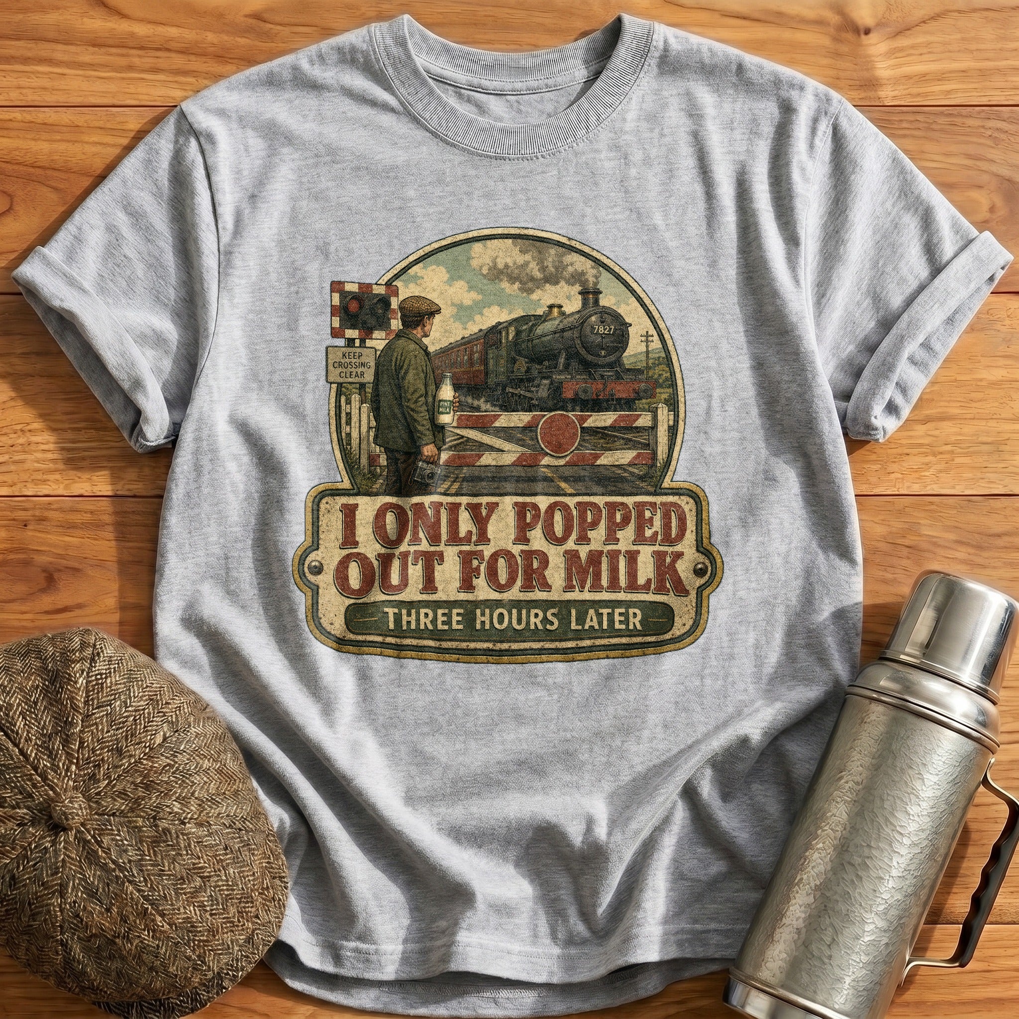 I Only Popped Out for Milk T-Shirt - Sport Grey