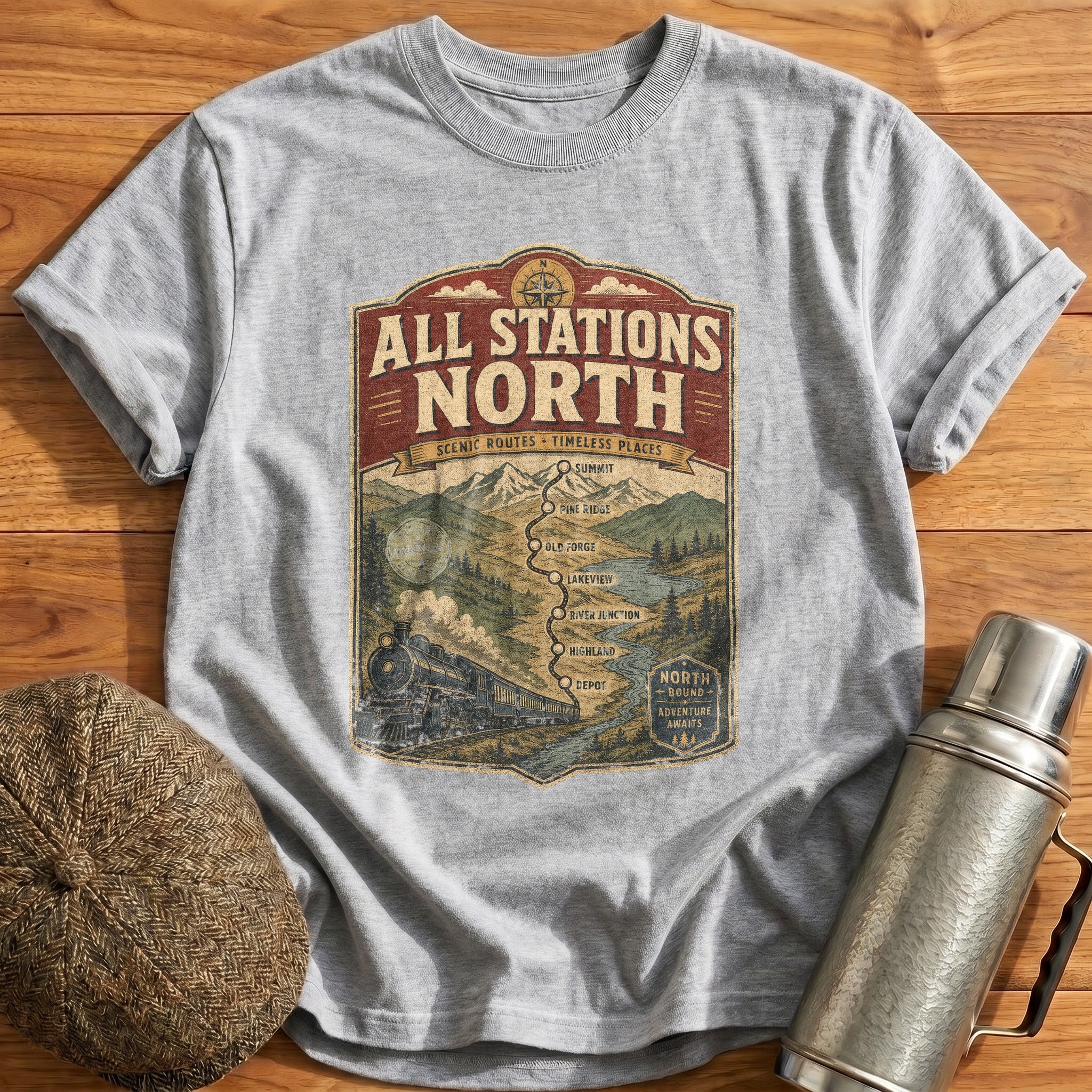 All Stations North T-Shirt - Sport Grey
