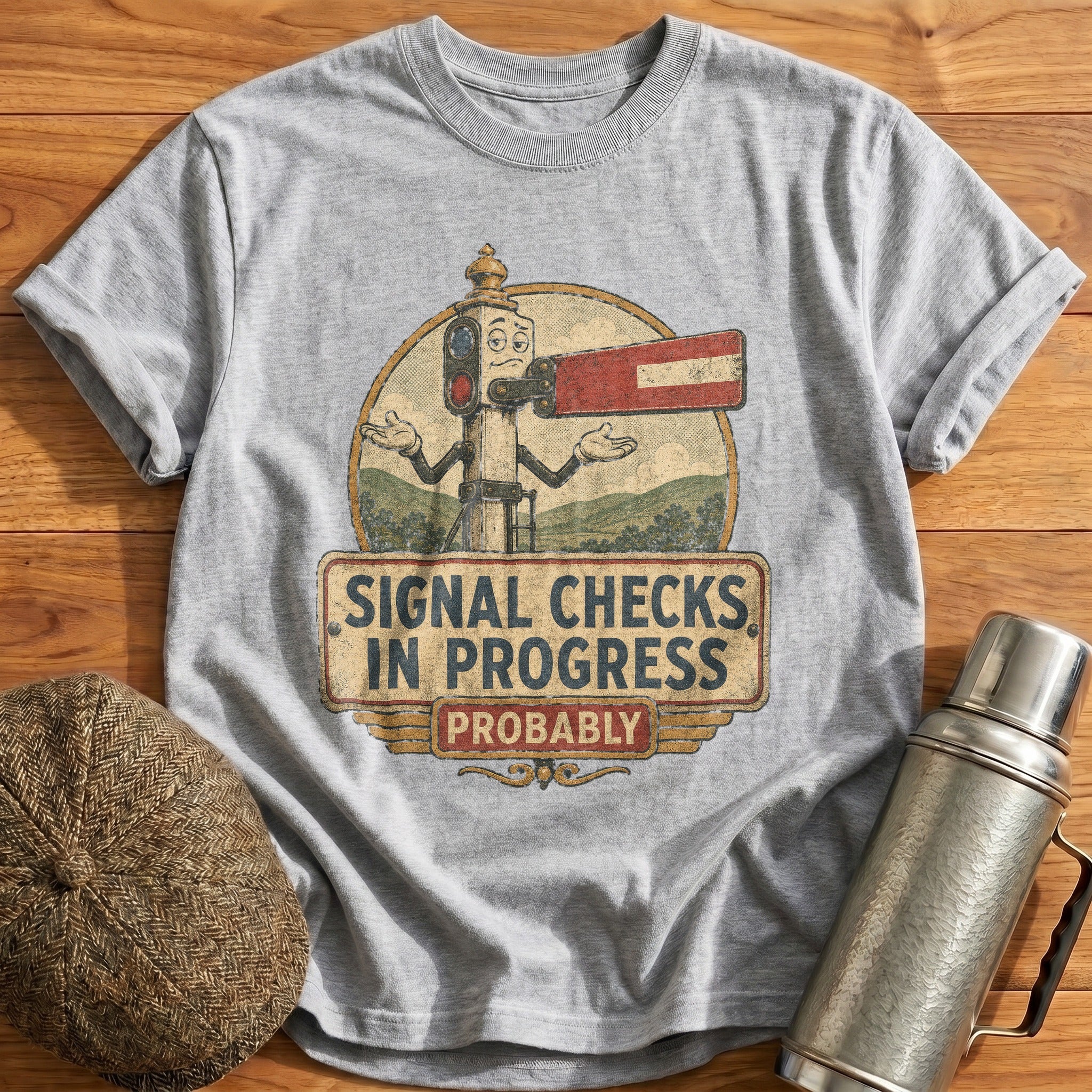 Signal Checks Probably T-Shirt - Sport Grey