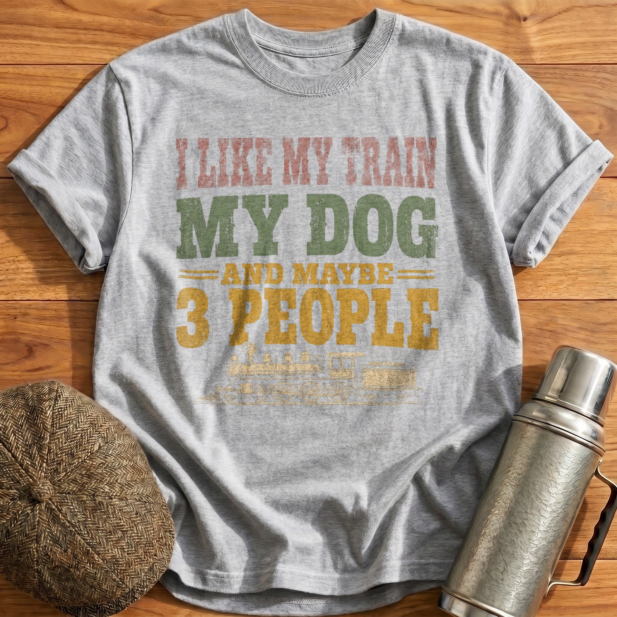 Train Dog 3 People T-Shirt - Sport Grey