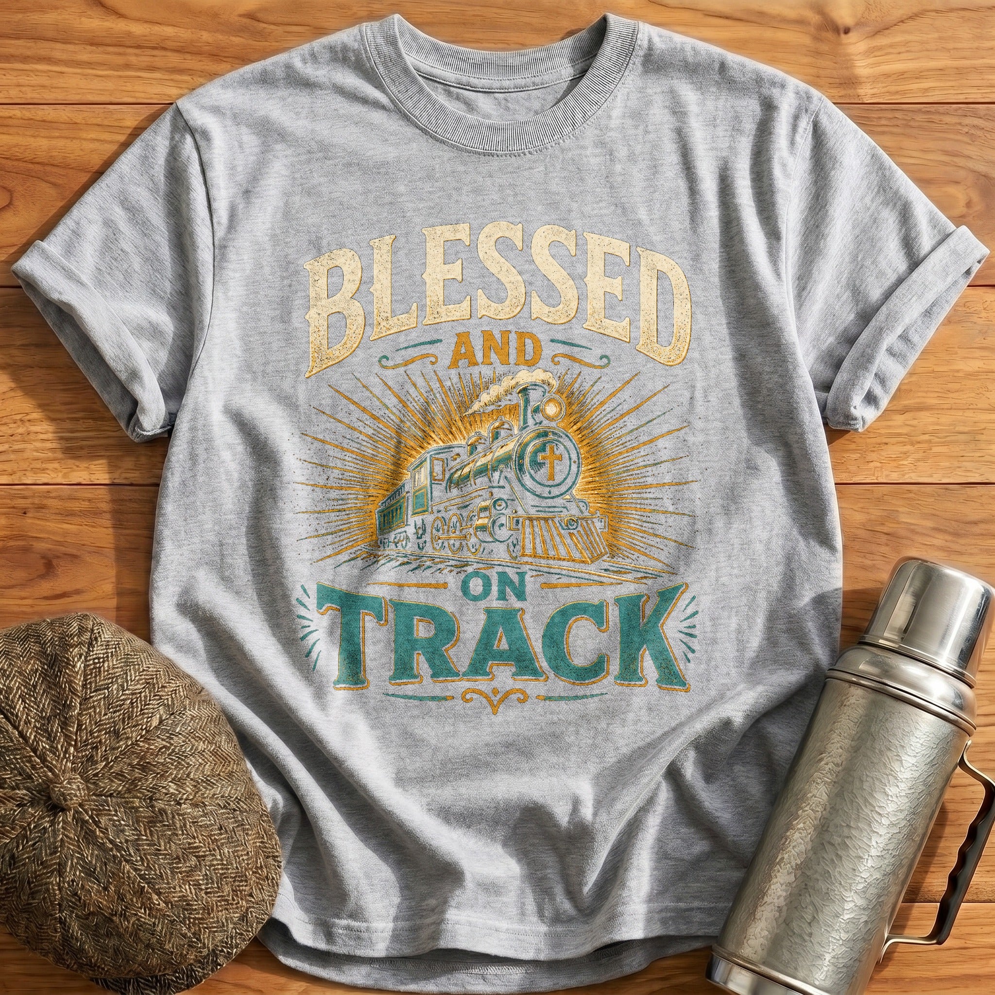Blessed and on Track T-Shirt - Sport Grey