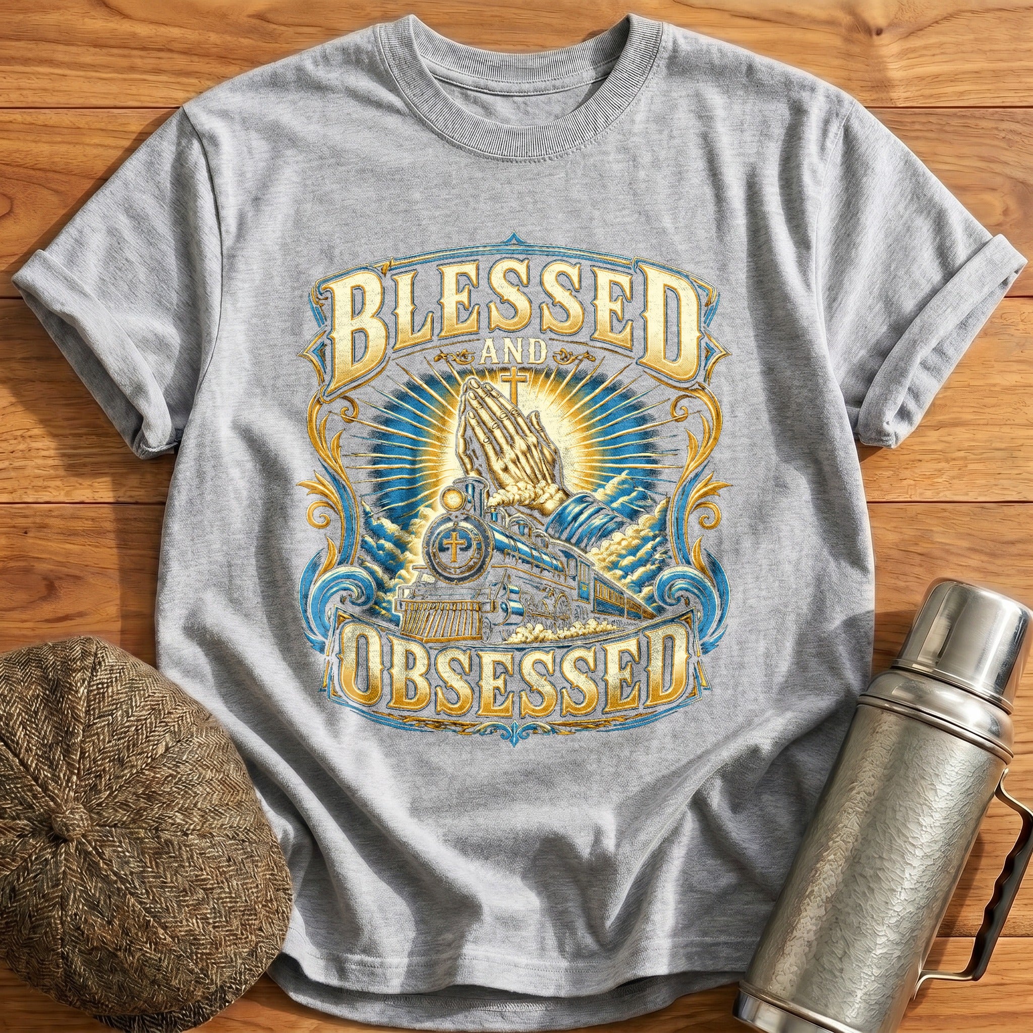 Blessed Obsessed Train T-Shirt - Sport Grey