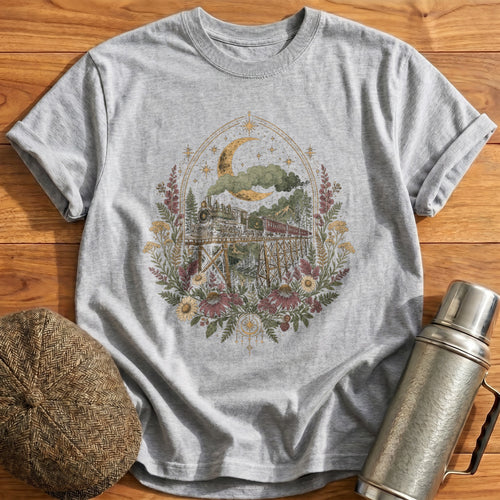 Celestial Train Crescent T-Shirt - Sport Grey