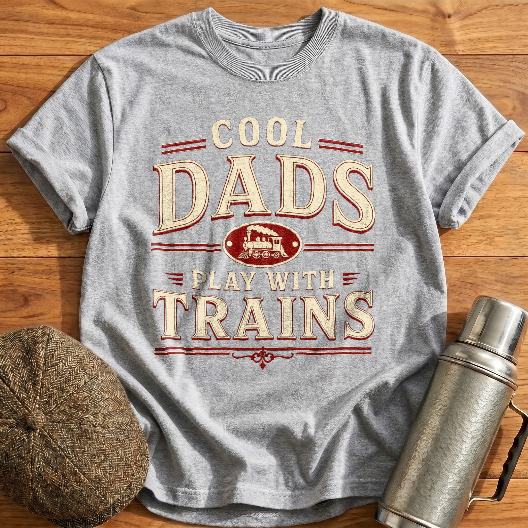 Cool Dads Play with Trains T-Shirt - Sport Grey
