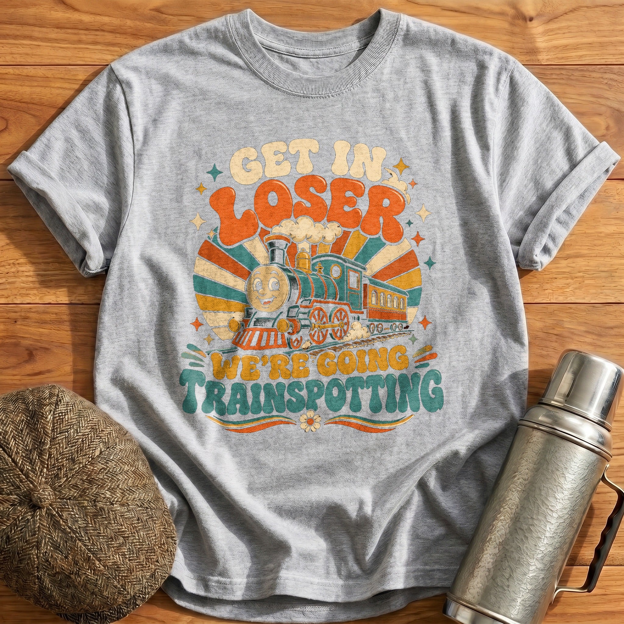 Get in Loser Trainspotting Groovy T-Shirt - Sport Grey