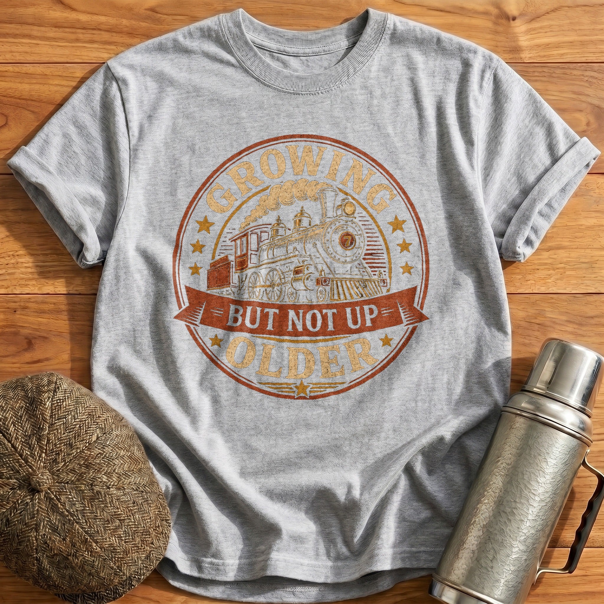 Growing Older Emblem T-Shirt - Sport Grey