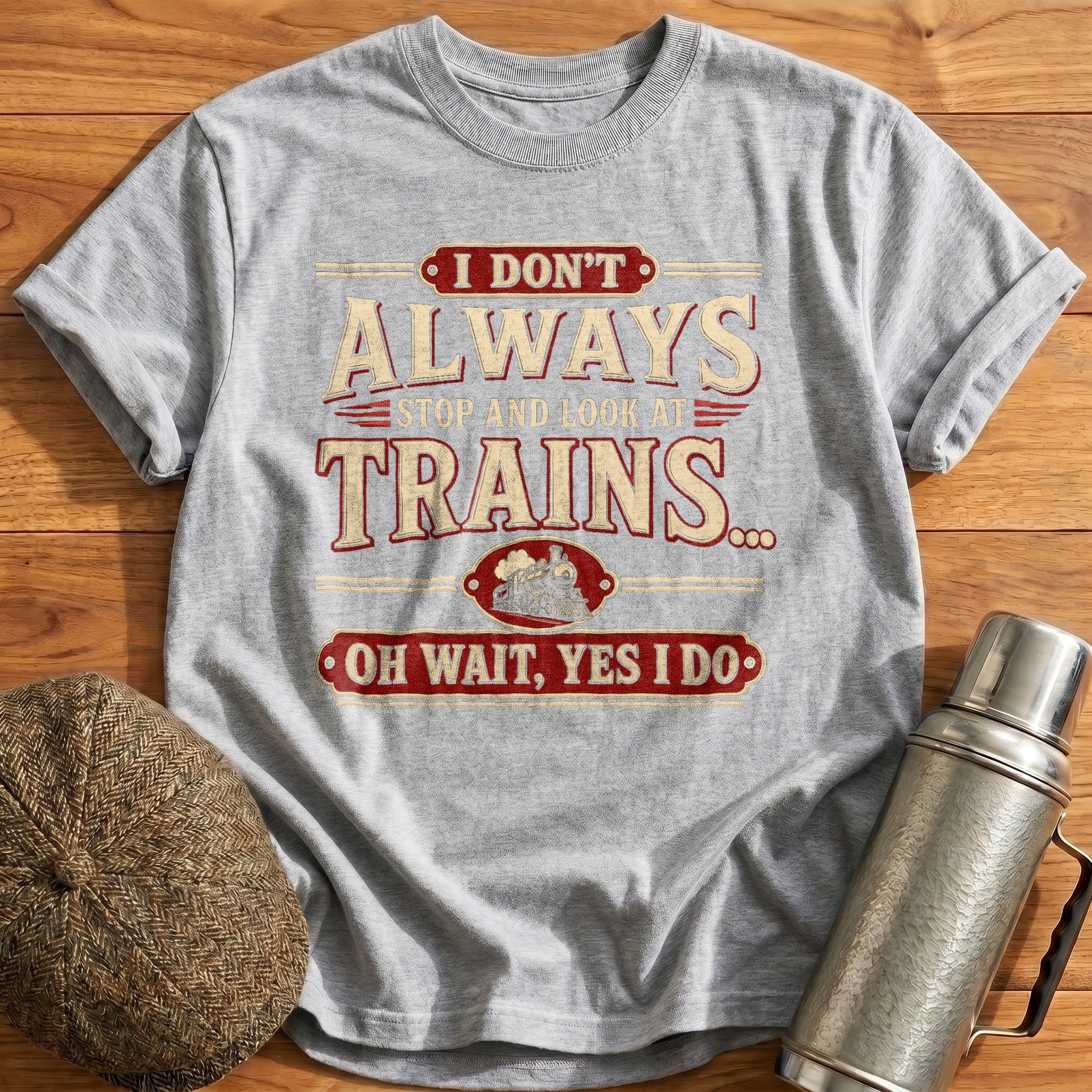 I Don't Always Stop and Look at Trains T-Shirt - Sport Grey