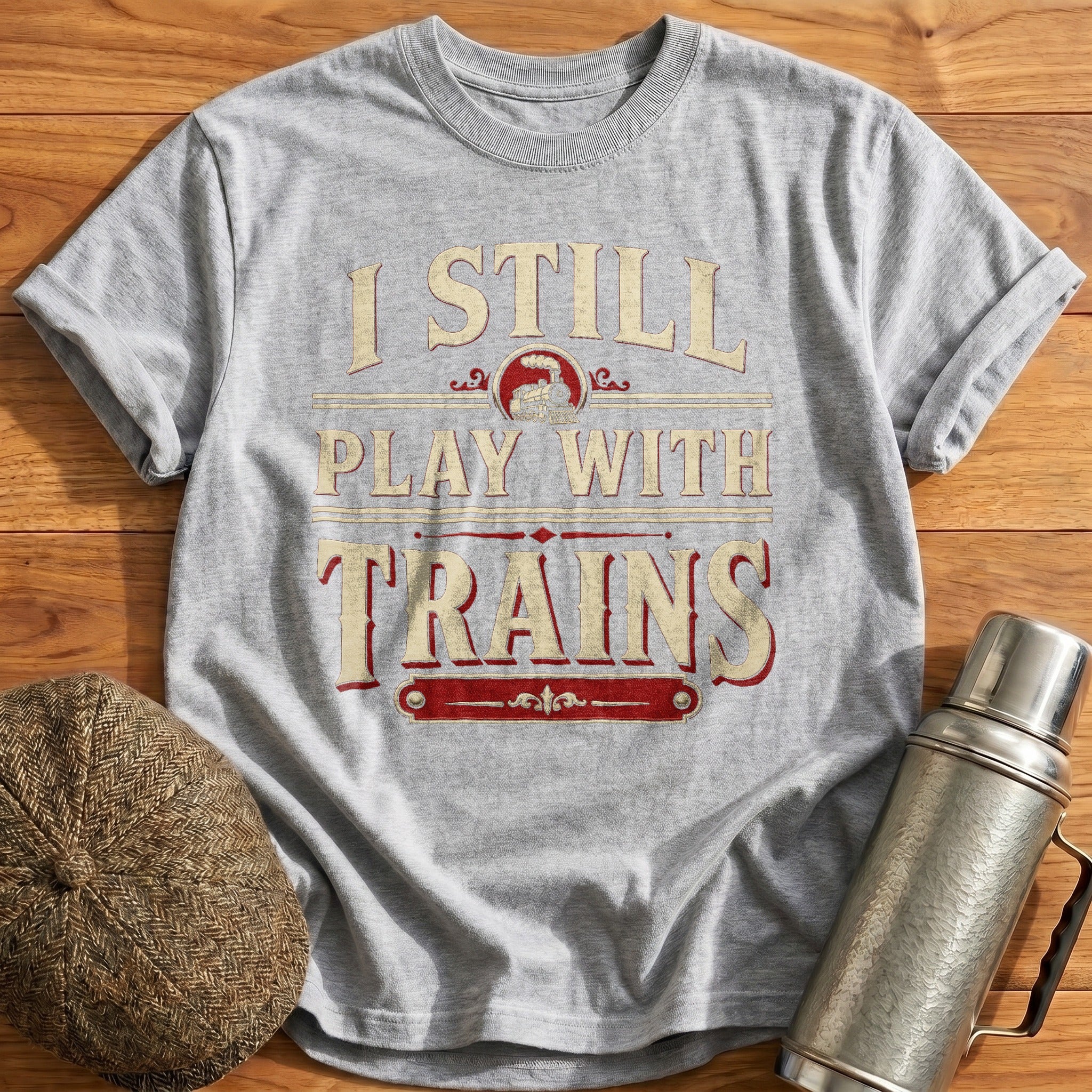 I Still Play with Trains T-Shirt - Sport Grey