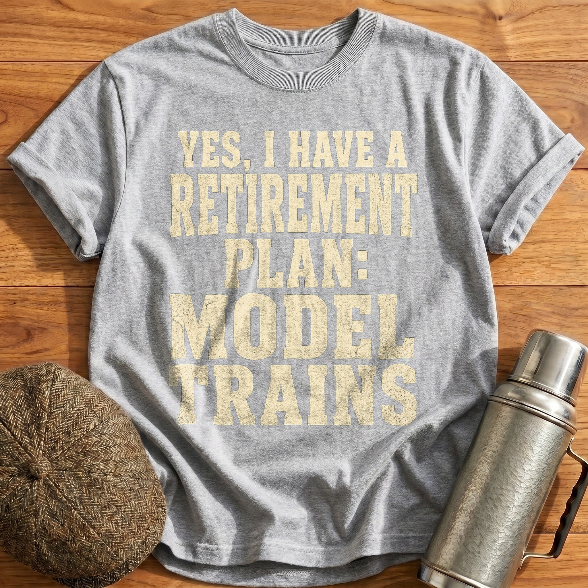 Retirement Plan Model Trains II T-Shirt - Sport Grey