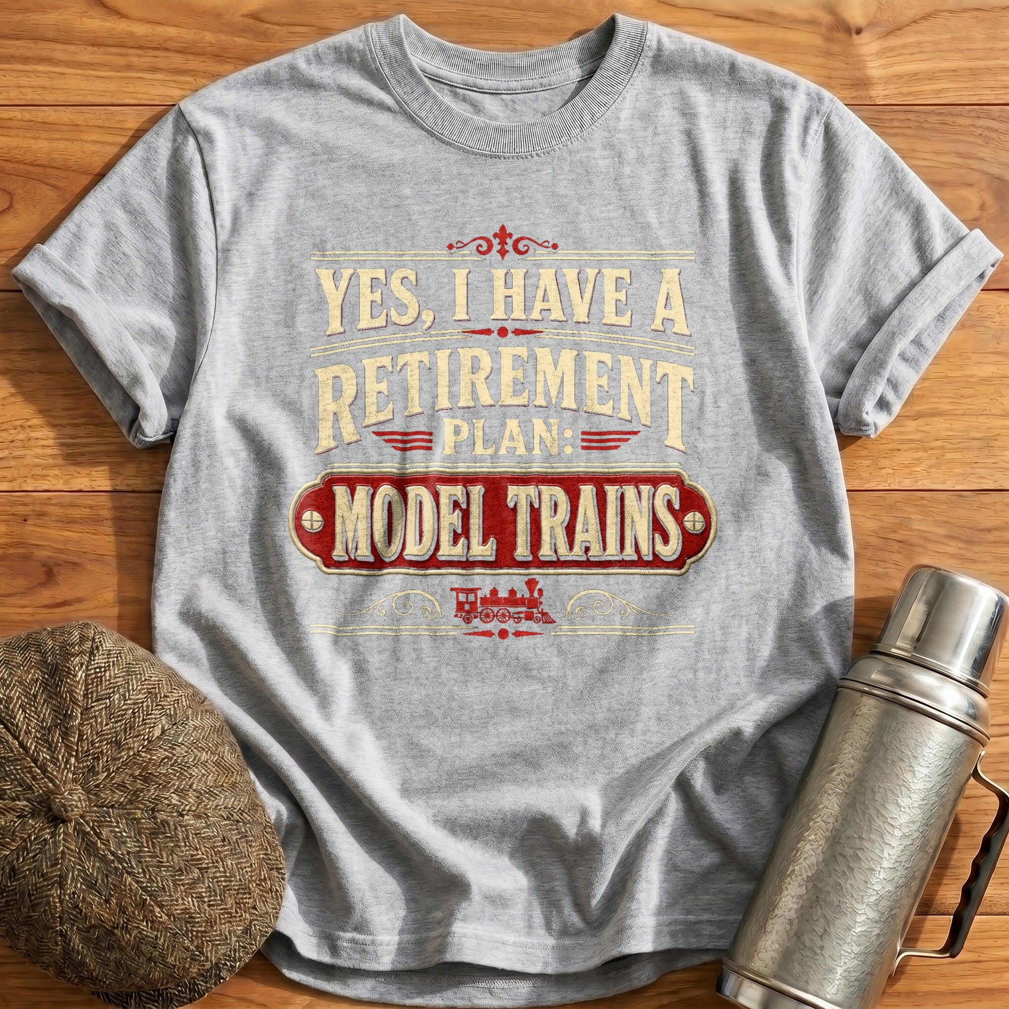Retirement Plan Model Trains T-Shirt - Sport Grey