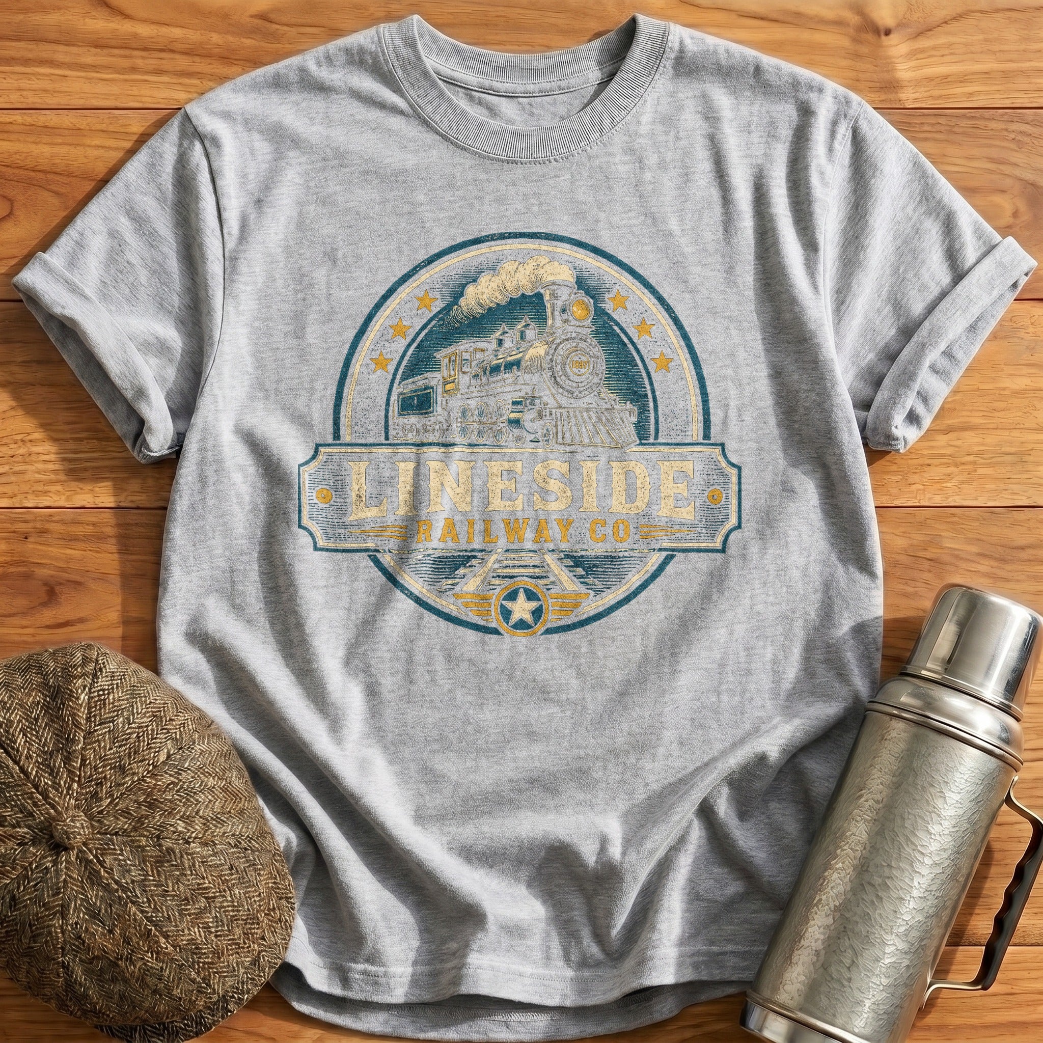 Retro Train Badge II T-Shirt - Sport Grey