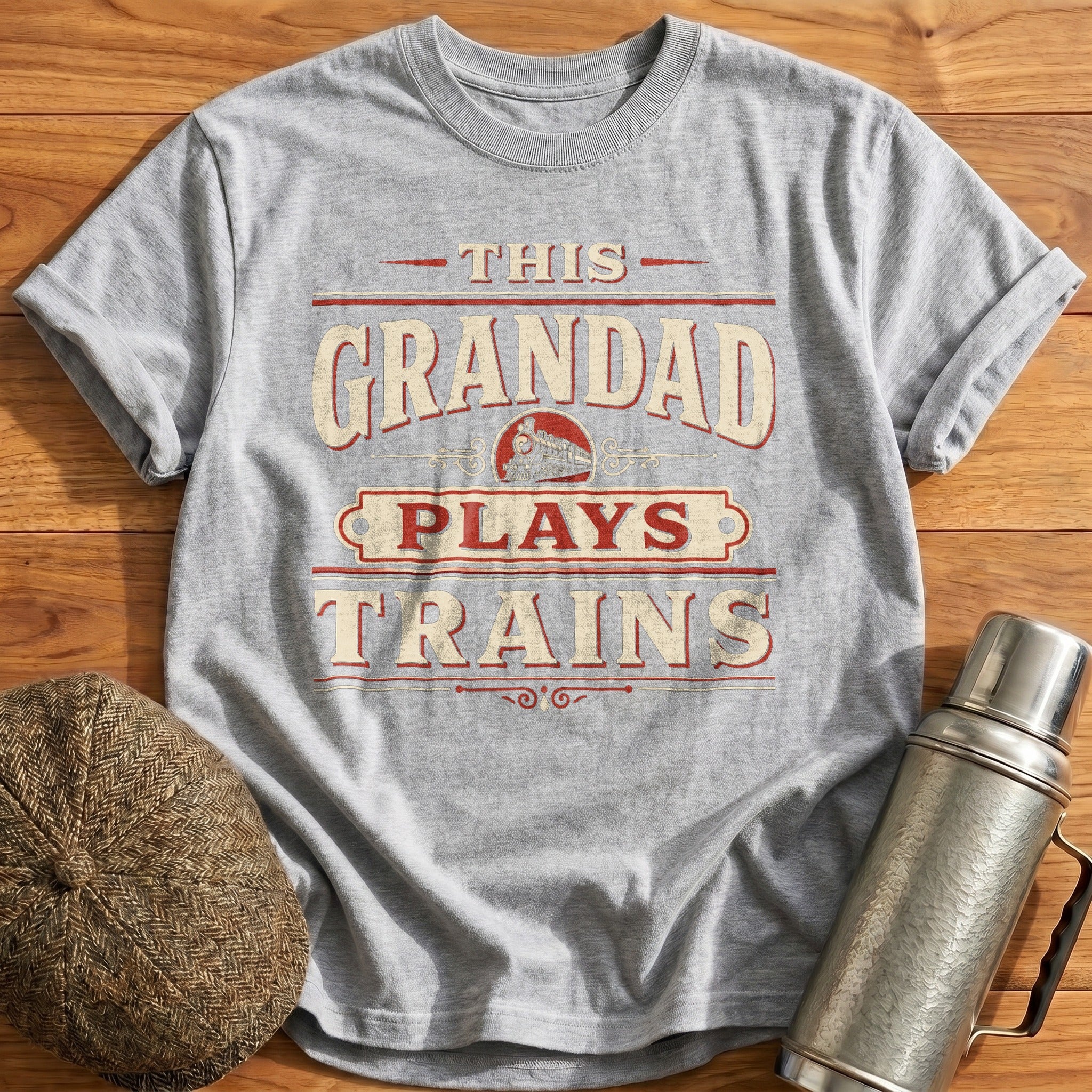 This Grandad Plays Trains T-Shirt - Sport Grey