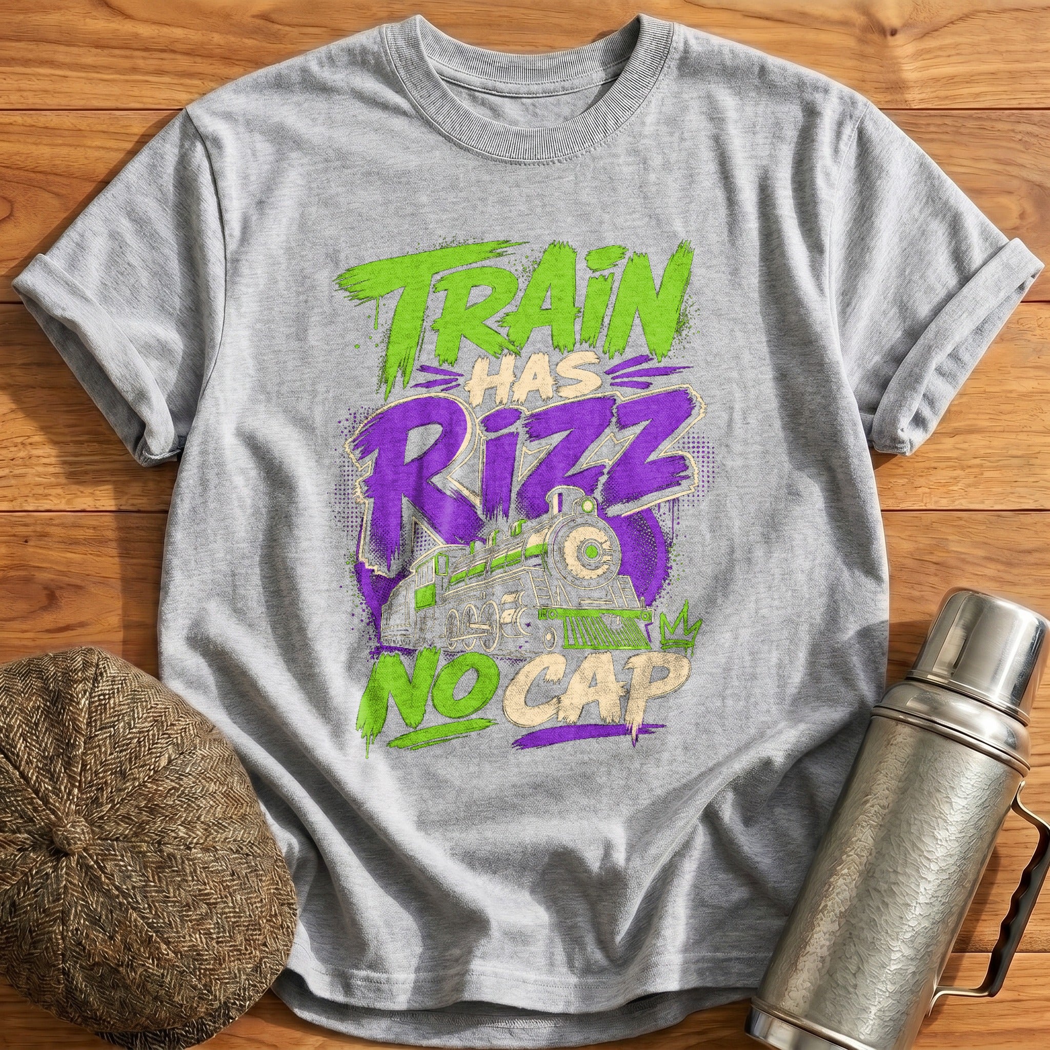 Train Has Rizz T-Shirt - Sport Grey