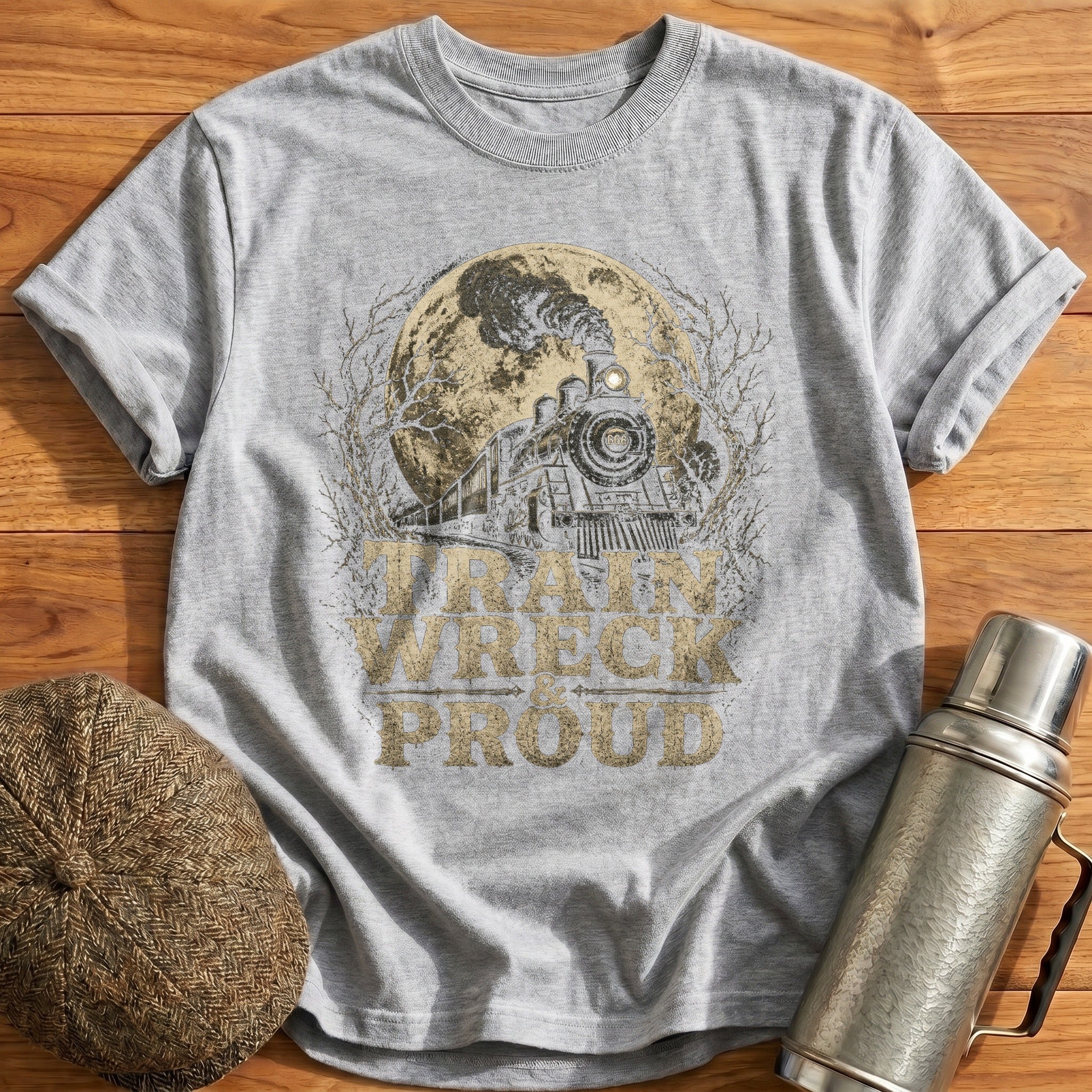 Train Wreck and Proud T-Shirt - Sport Grey