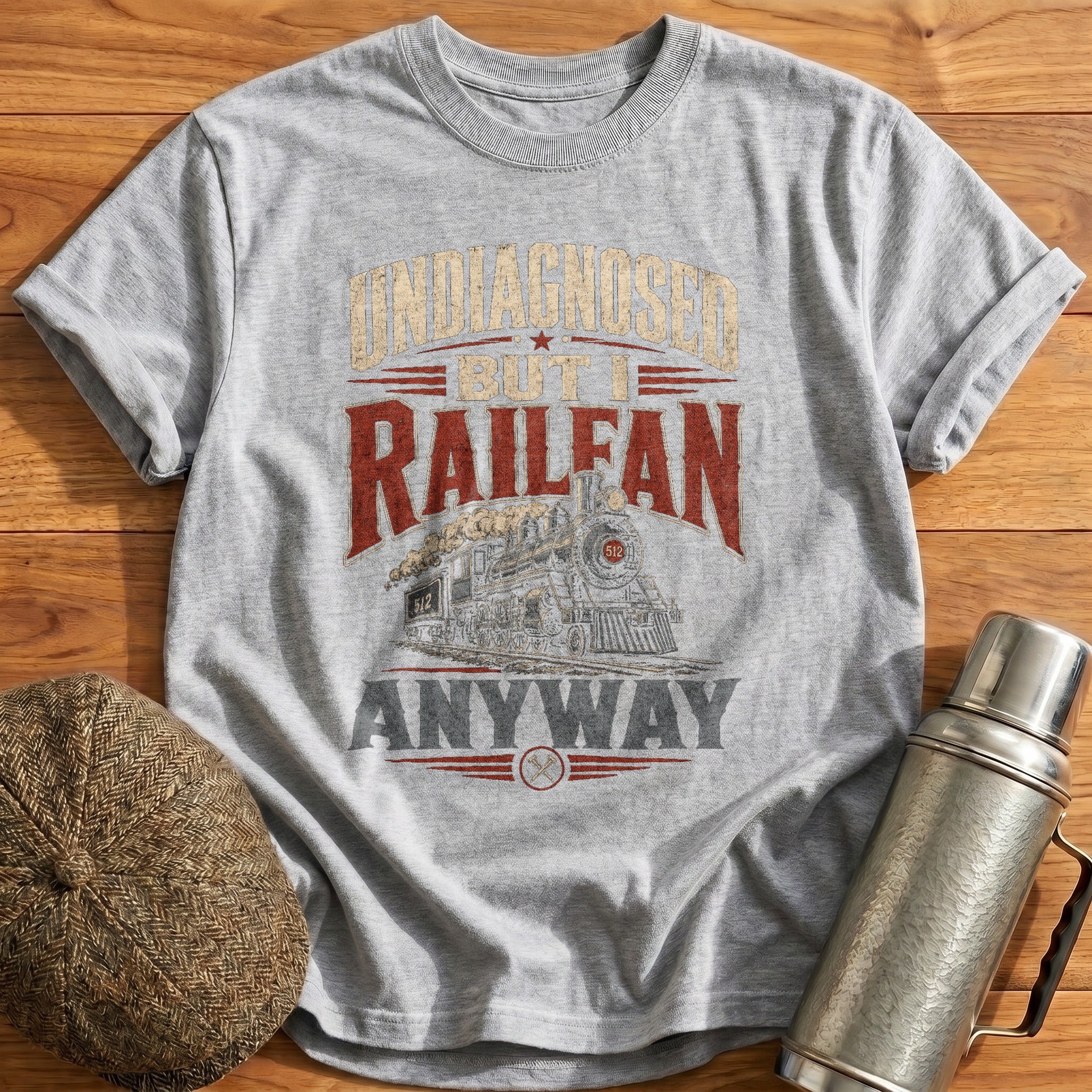 Undiagnosed Railfan Anyway T-Shirt - Sport Grey