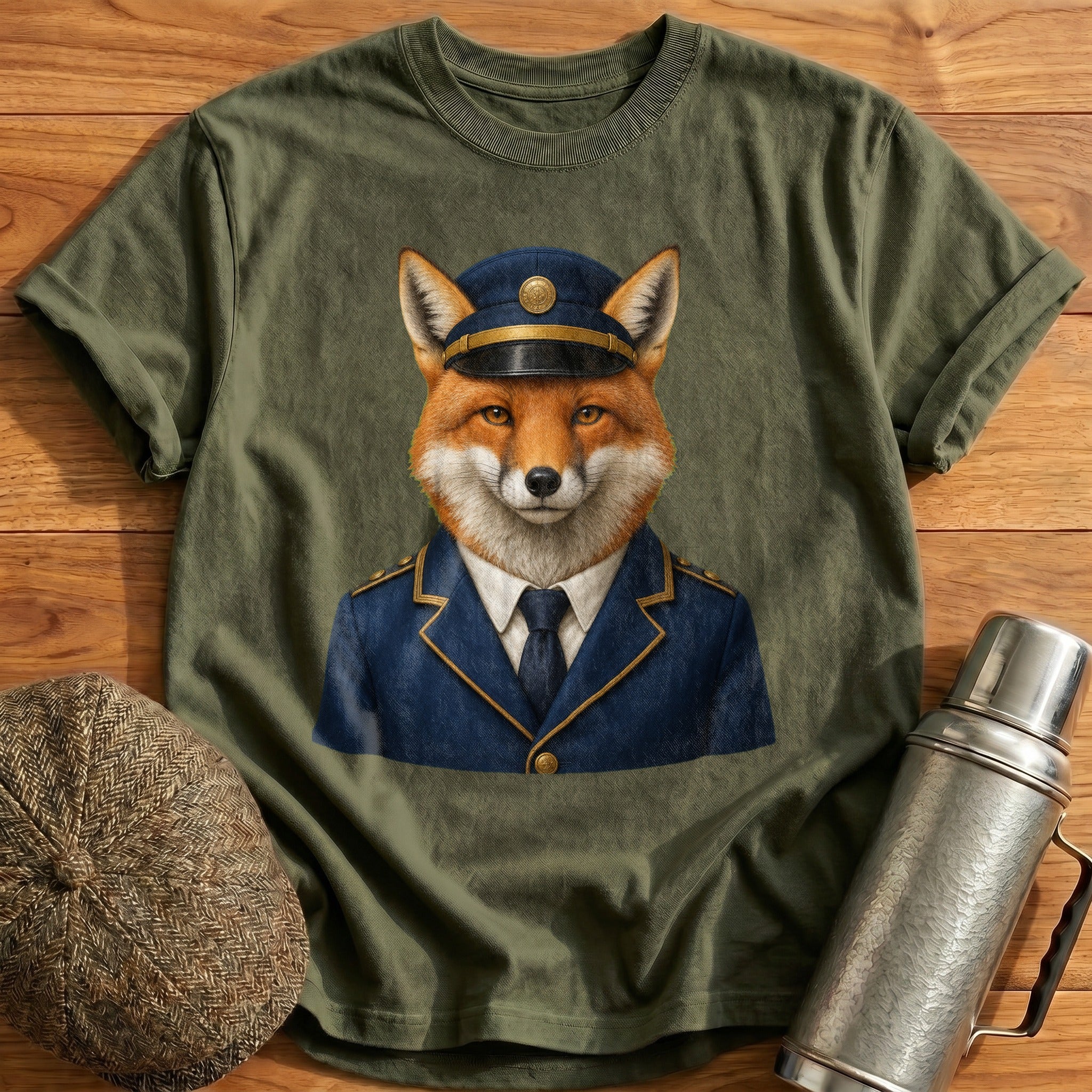 Red Fox Stationmaster T-Shirt - Military Green