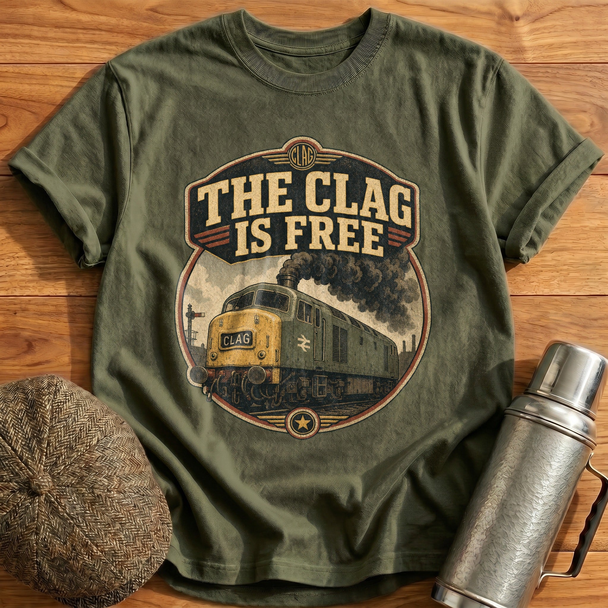 The Clag is Free T-Shirt - Military Green