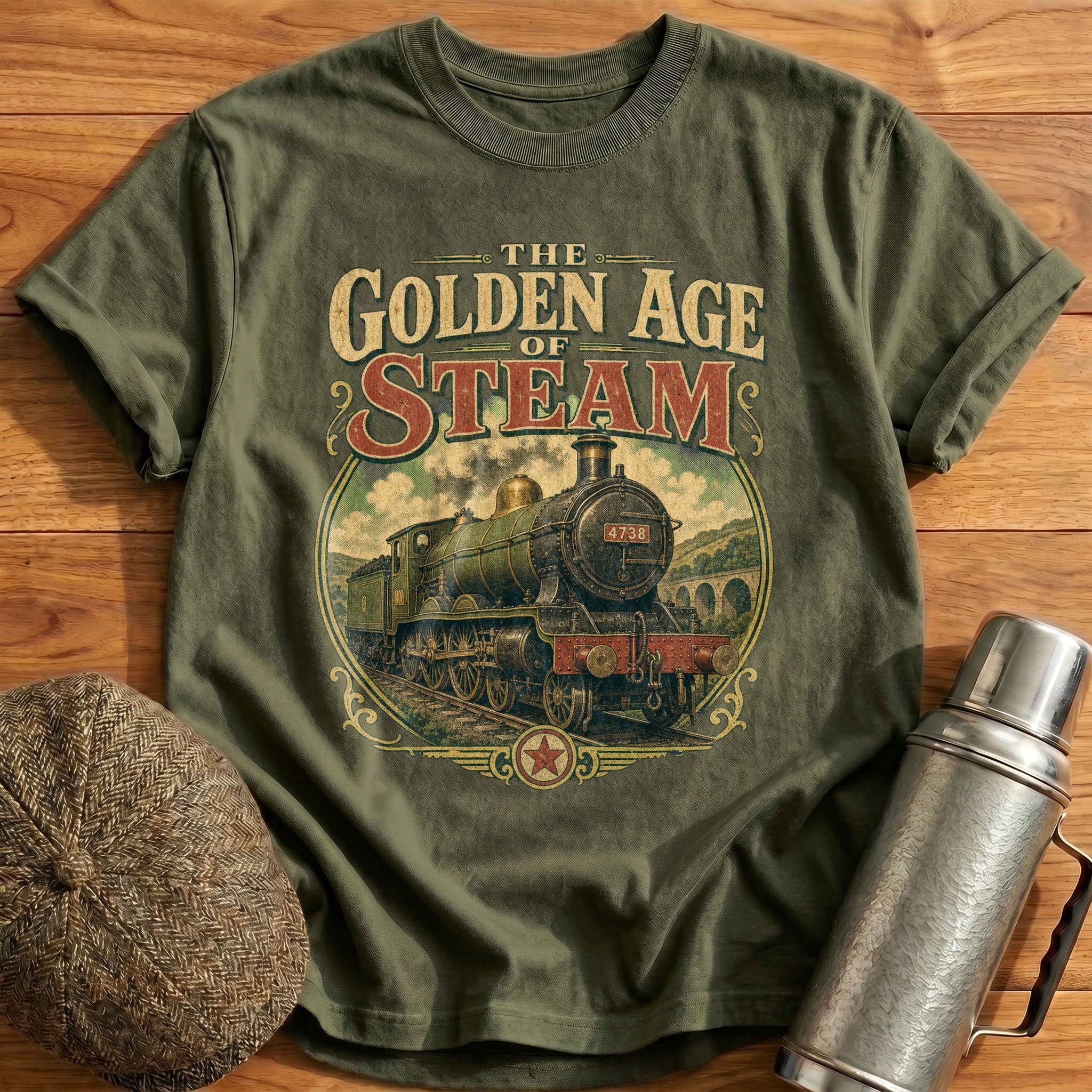The Golden Age of Steam T-Shirt - Military Green