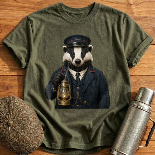 Badger Train Guard With A Lantern T-Shirt - Military Green