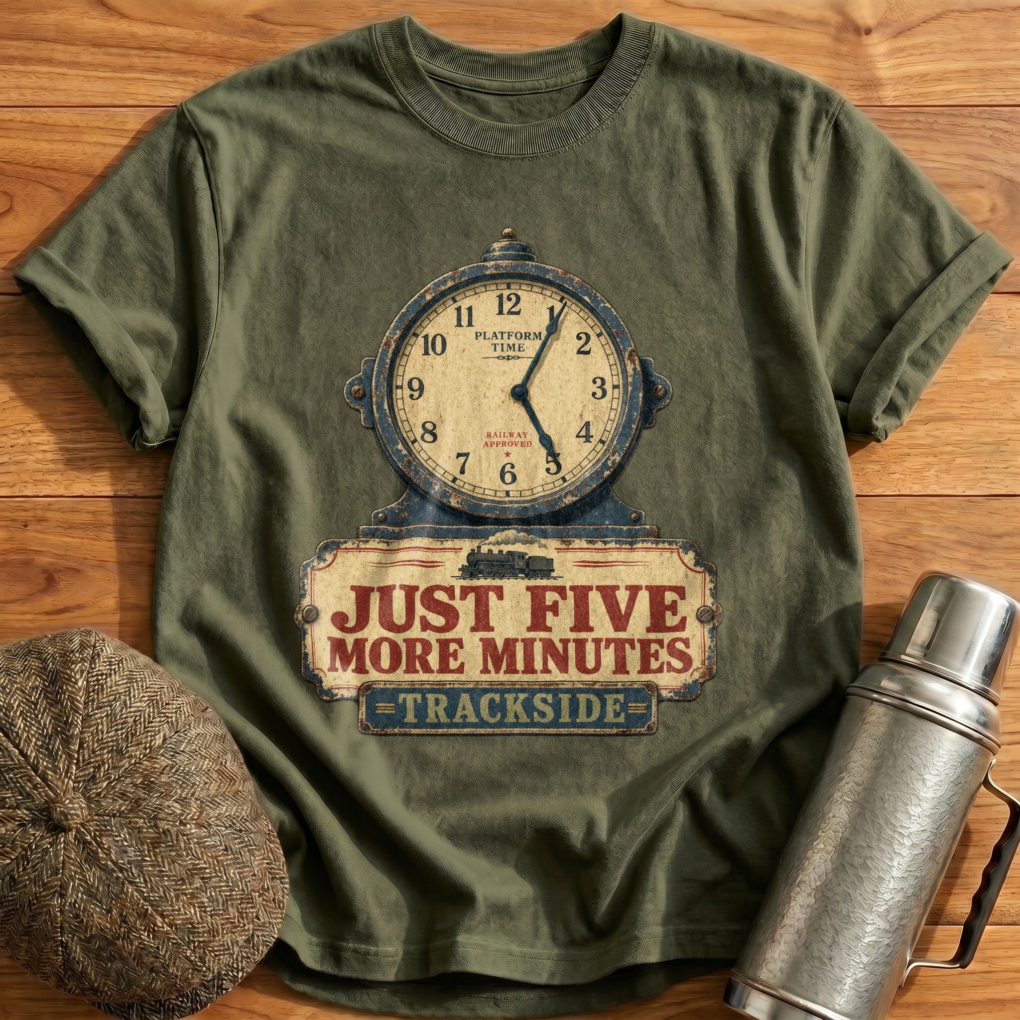 Just Five More Minutes T-Shirt - Military Green