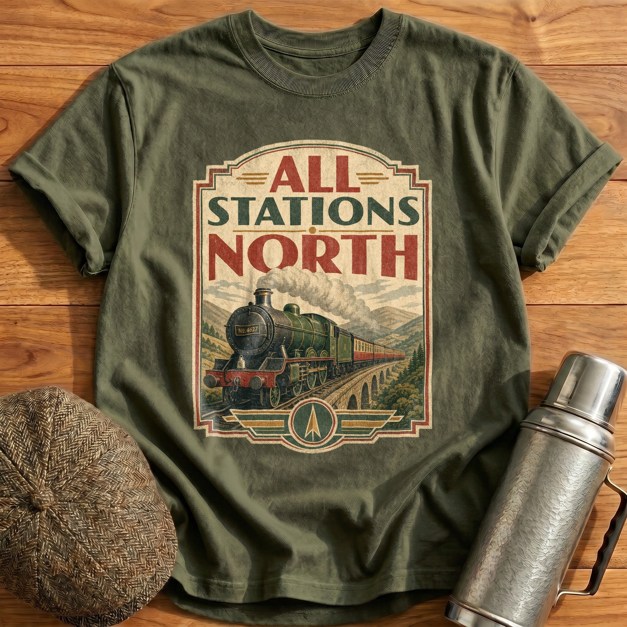 All Stations North T-Shirt - Military Green