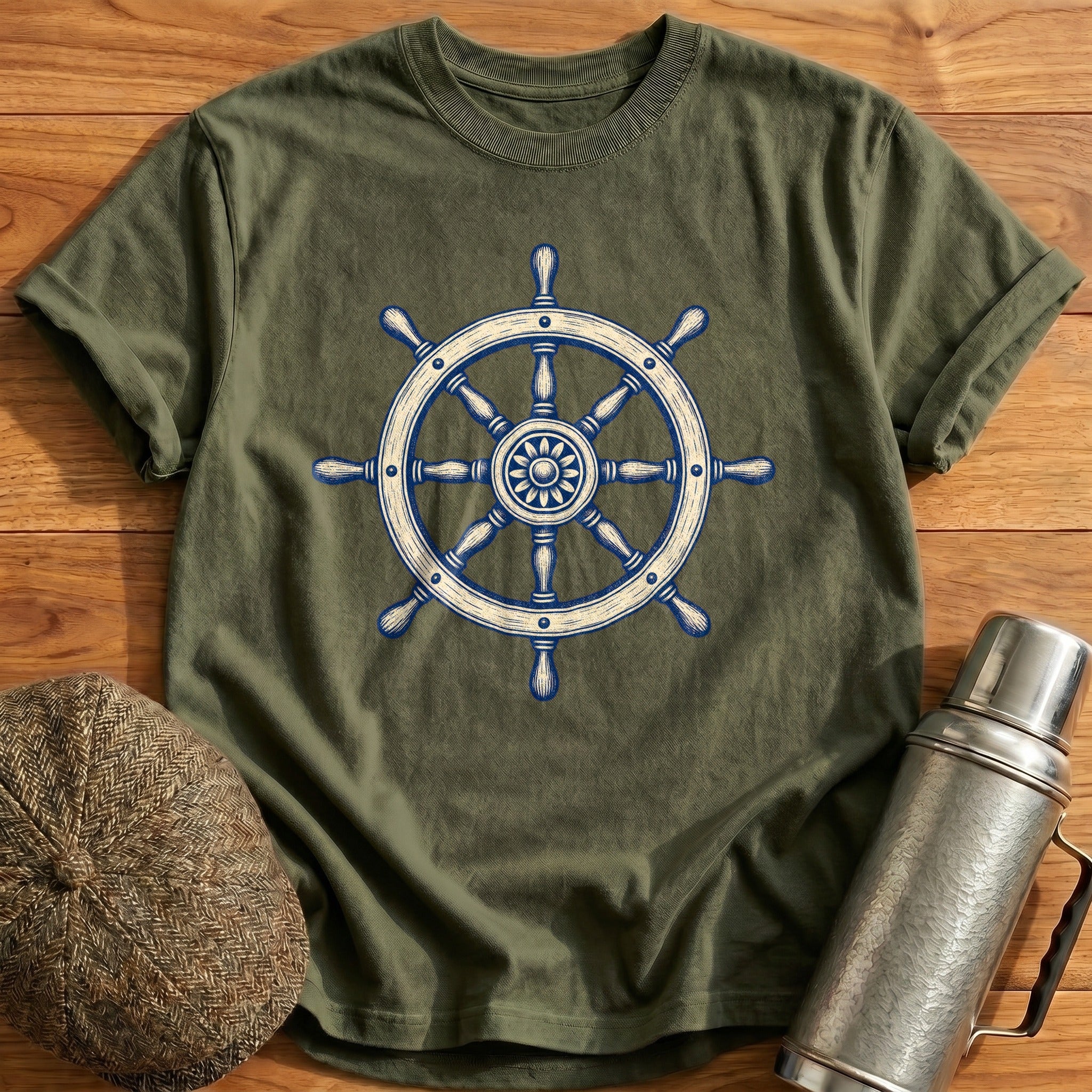 Driving Wheel T-Shirt - Military Green
