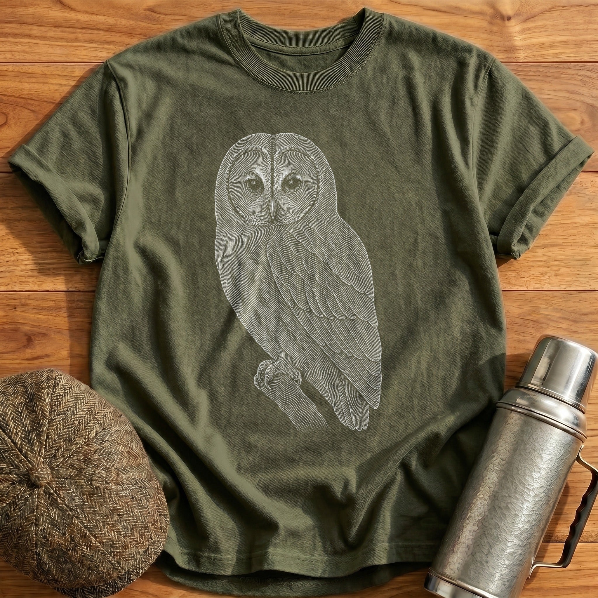Tawny Owl T-Shirt - Military Green