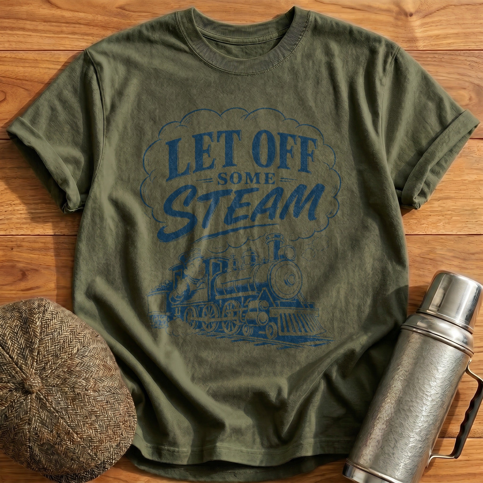Let Off Some Steam T-Shirt - Military Green
