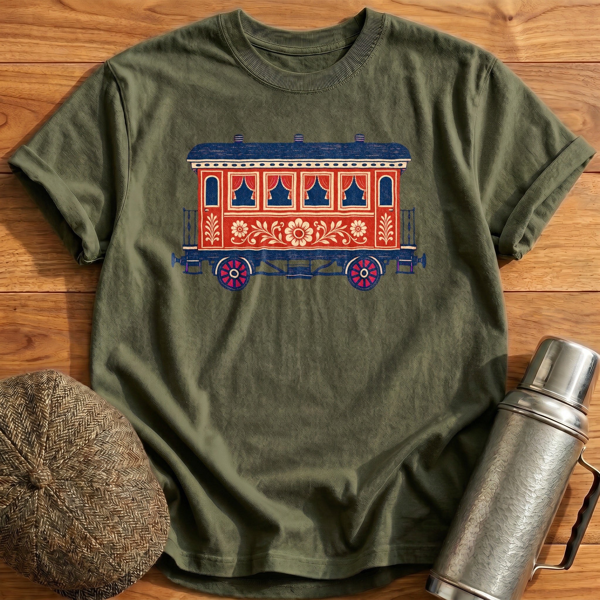 Railway Carriage T-Shirt - Military Green