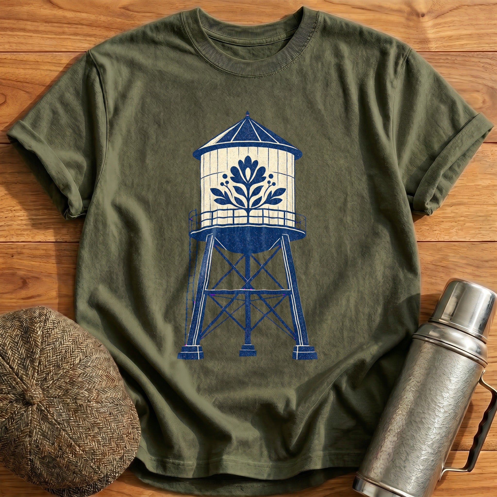 Water Tower T-Shirt - Military Green