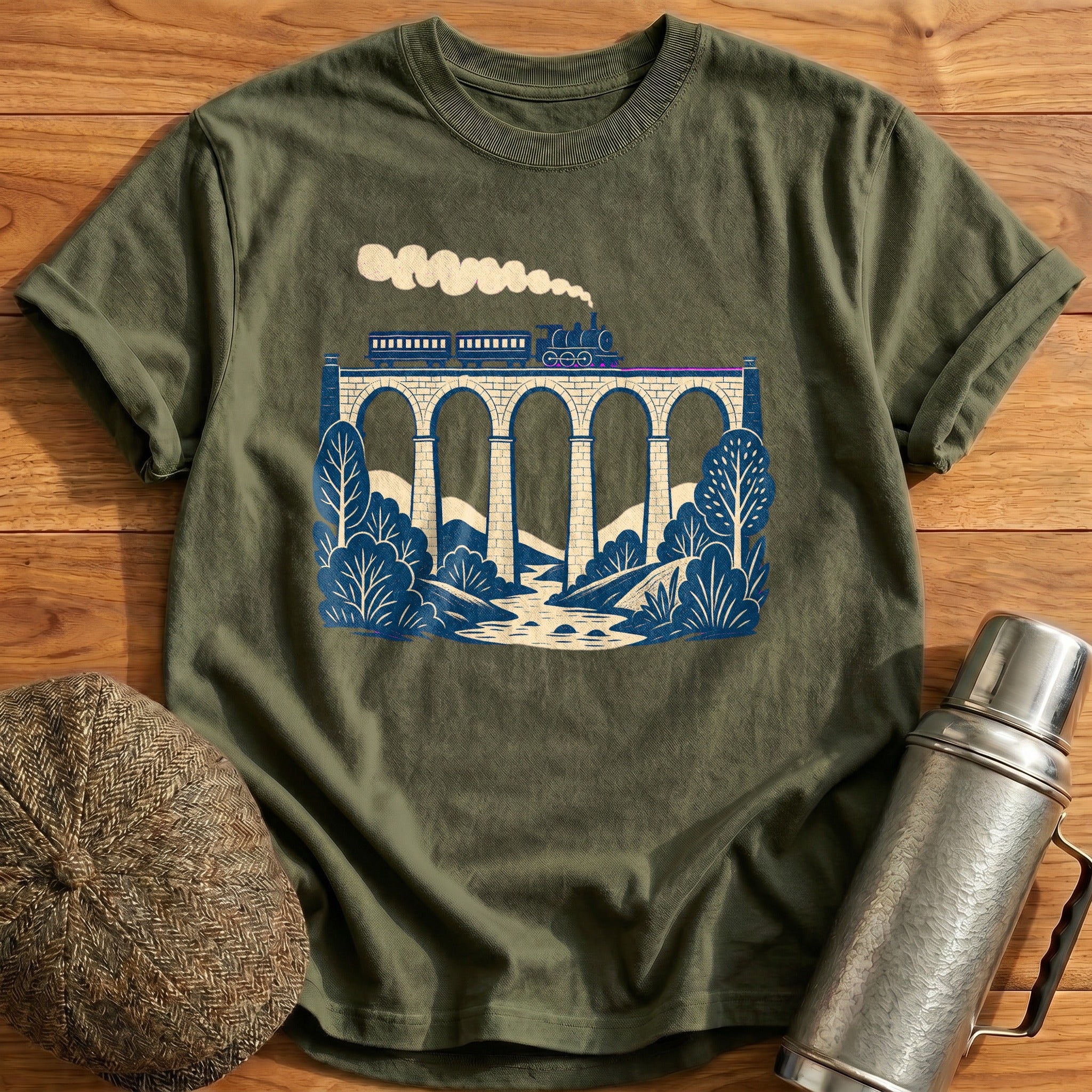 Railway Viaduct T-Shirt - Military Green