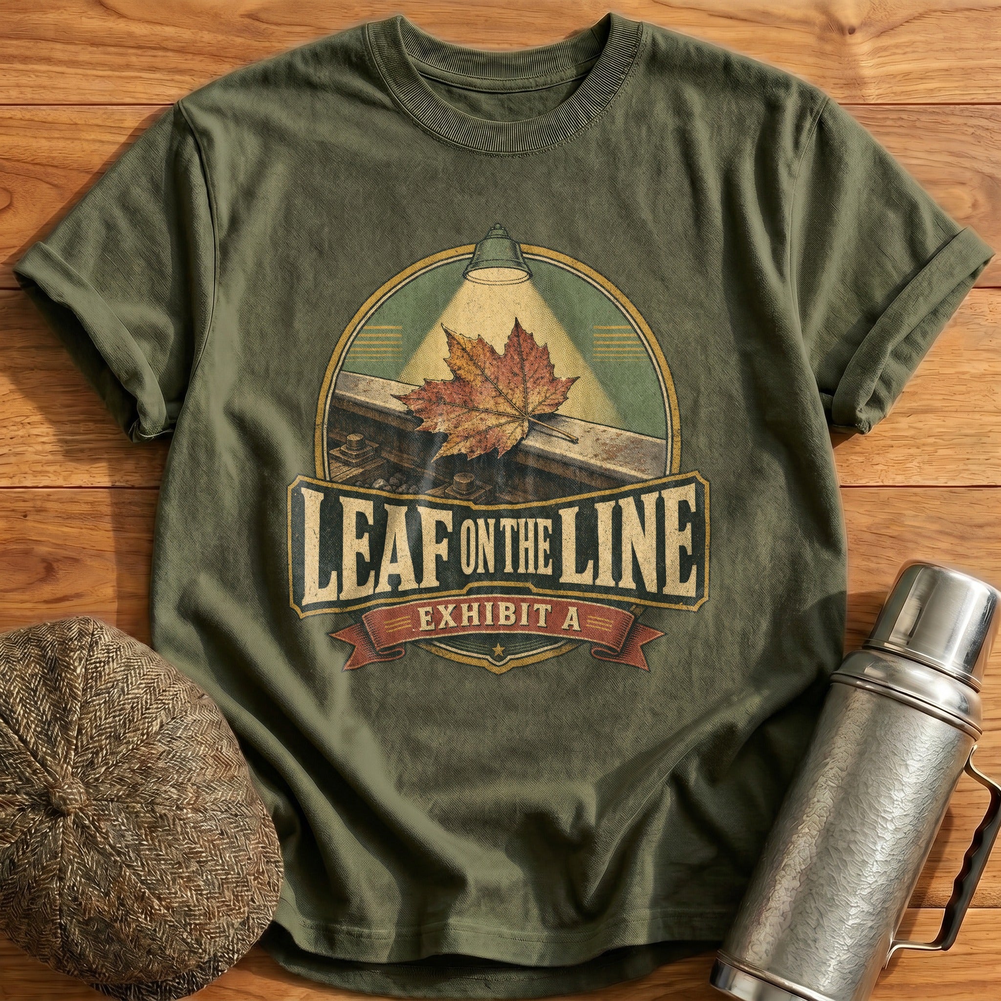 Leaf on the Line T-Shirt - Military Green
