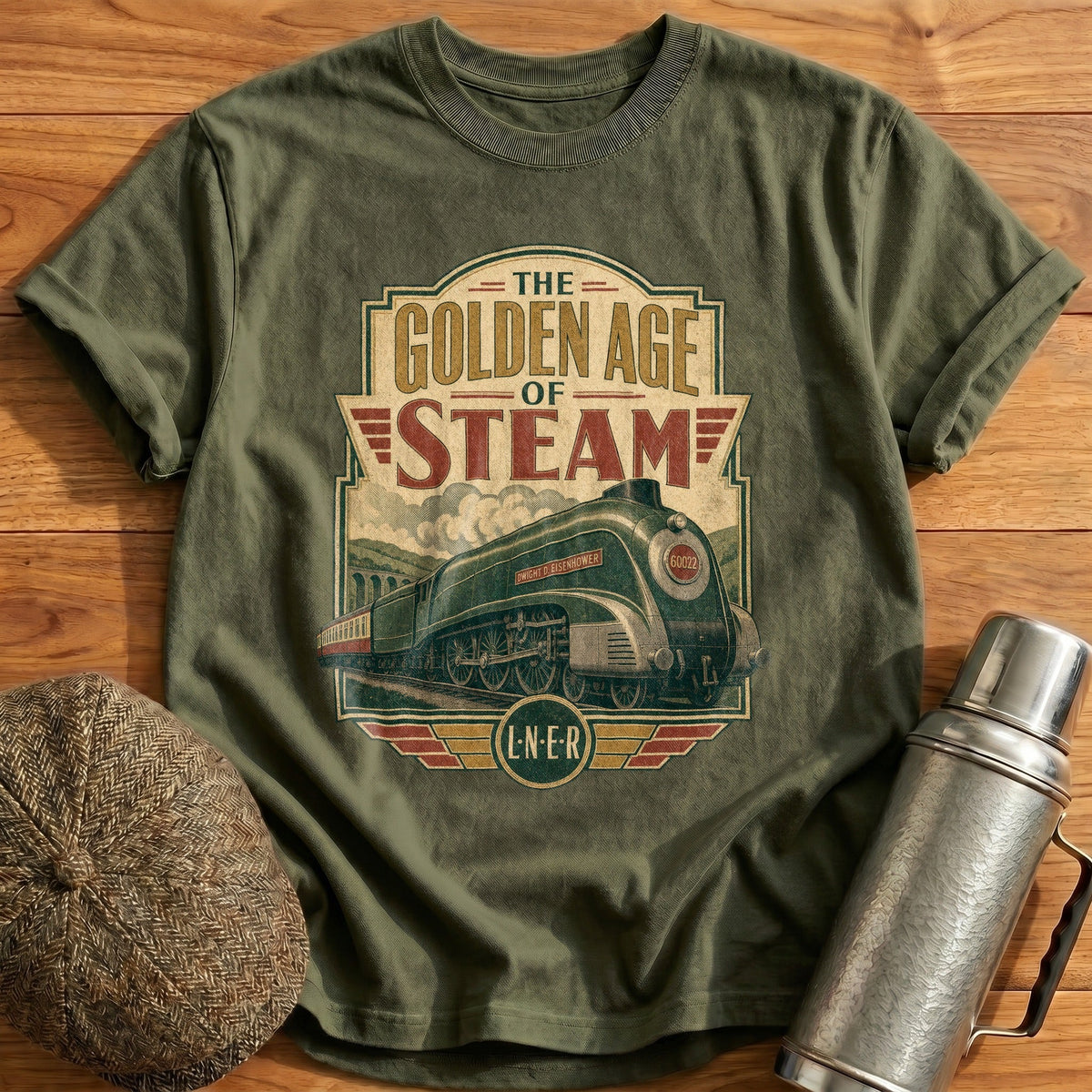 The Golden Age of Steam II Kids T-Shirt - Military Green