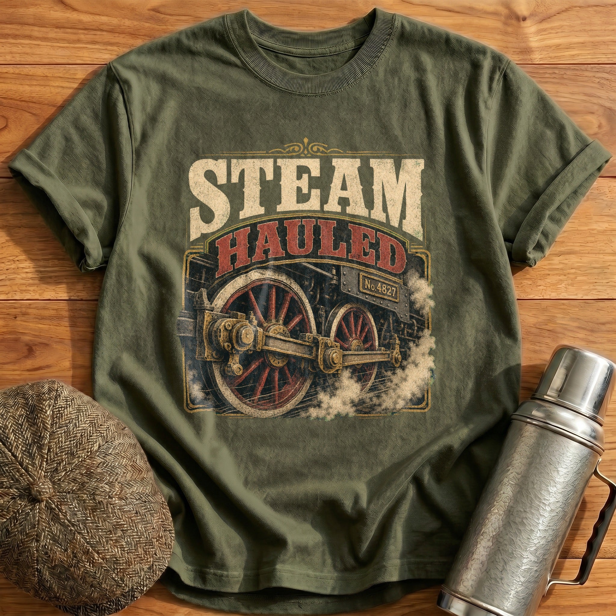 Steam Hauled T-Shirt - Military Green
