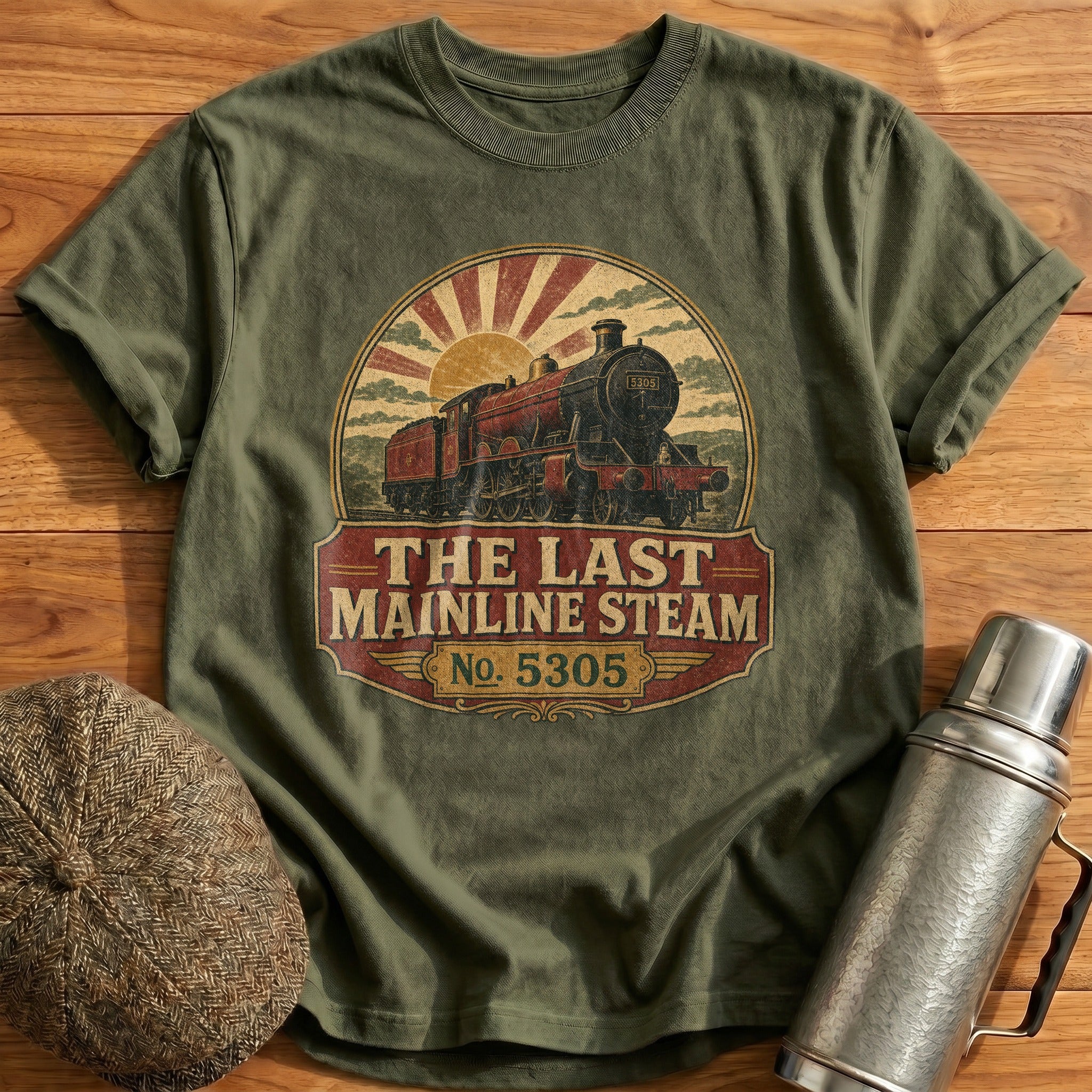 The Last Mainline Steam T-Shirt - Military Green