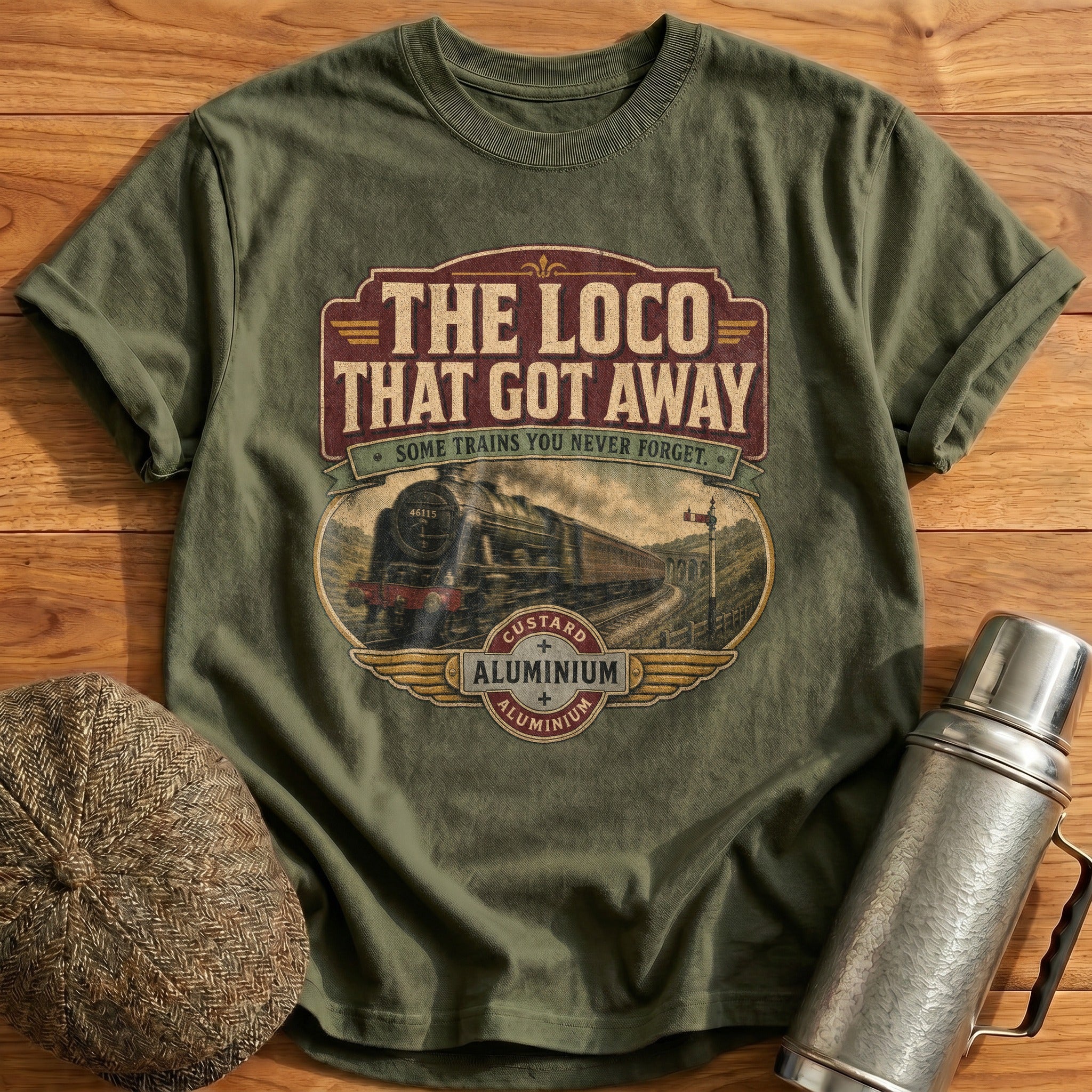 The Loco That Got Away T-Shirt - Military Green