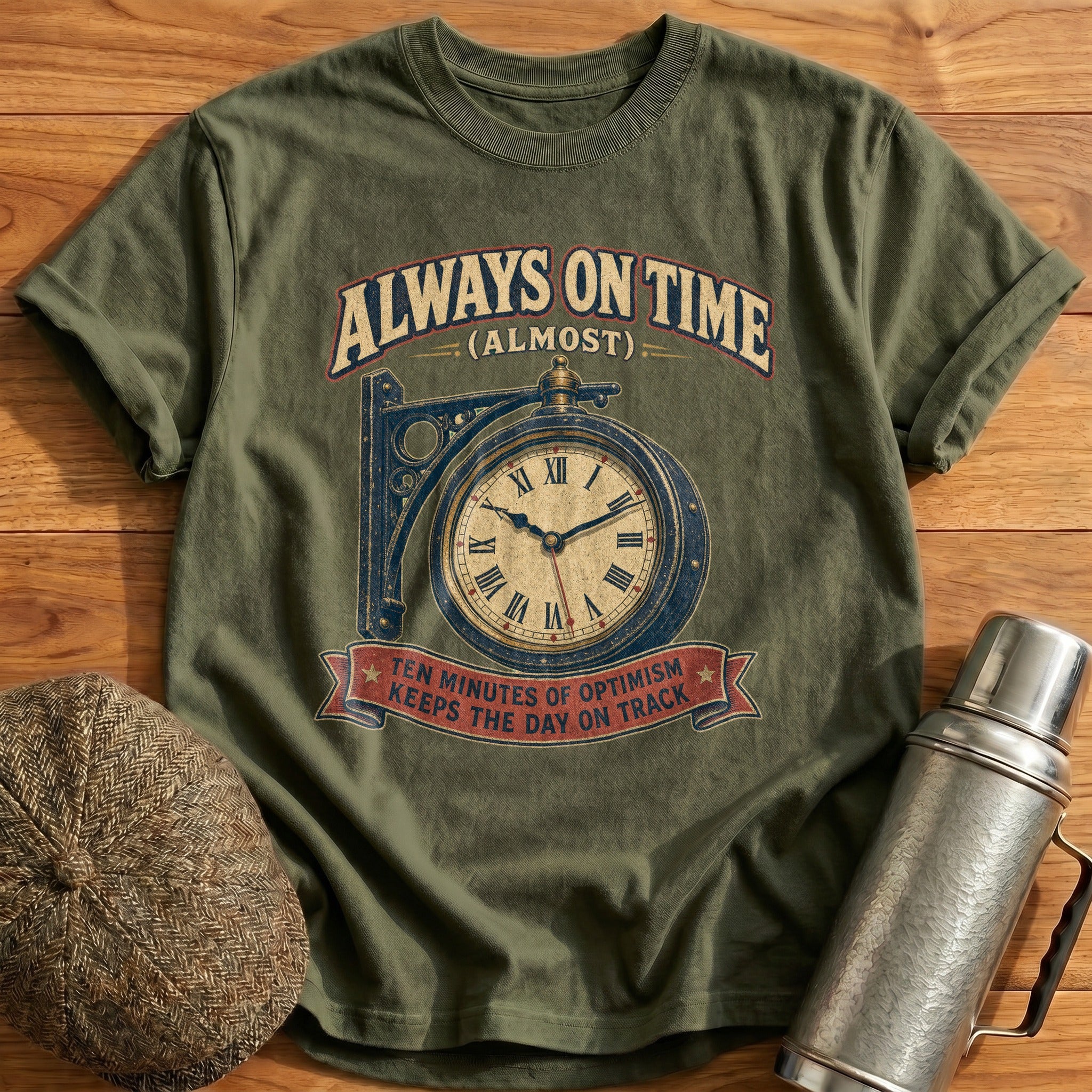 Always on Time T-Shirt - Military Green