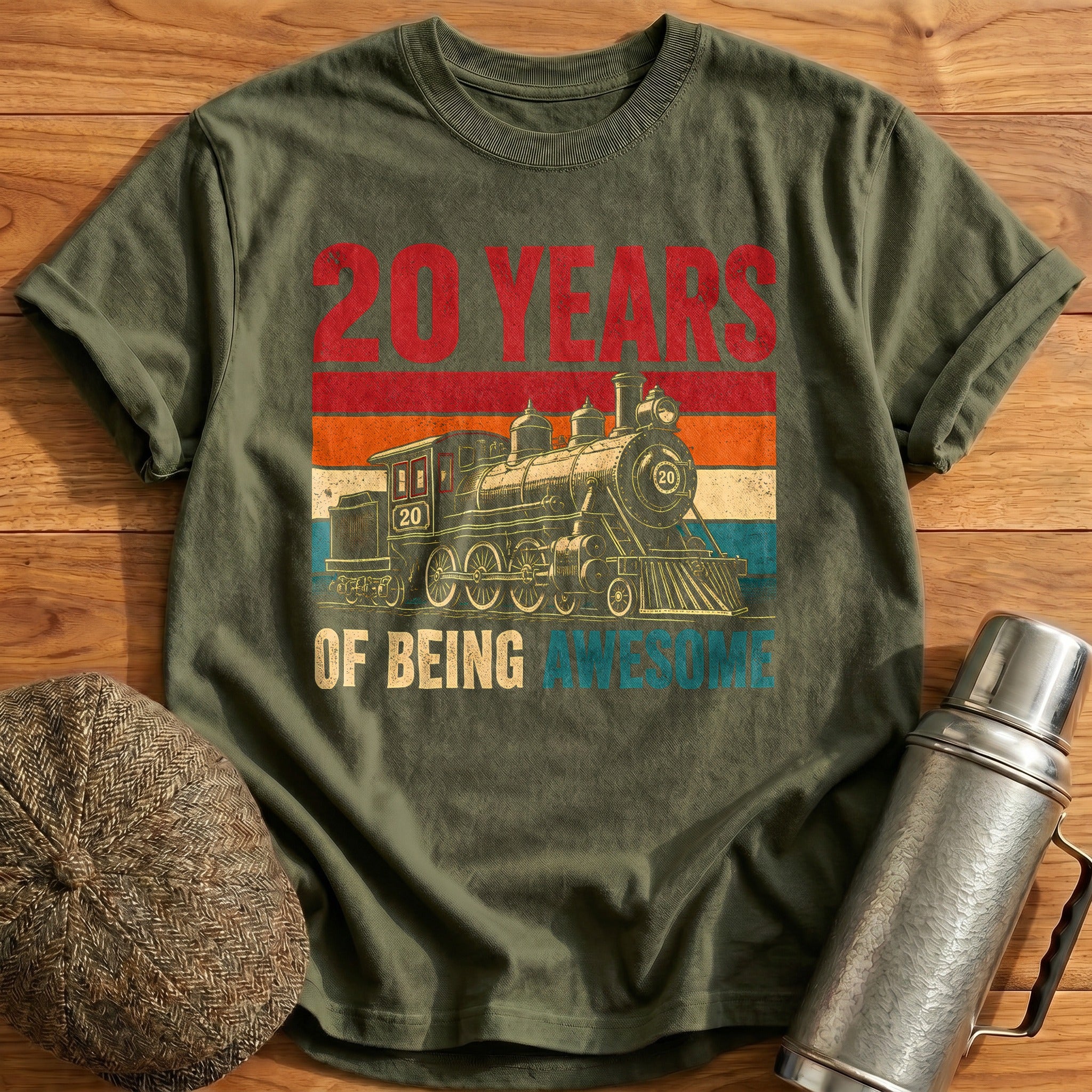 20 Being Awesome T-Shirt - Military Green