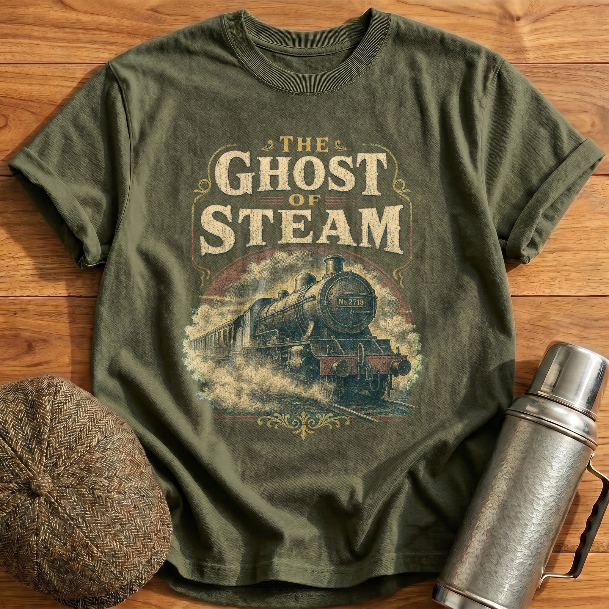 The Ghost of Steam T-Shirt - Military Green
