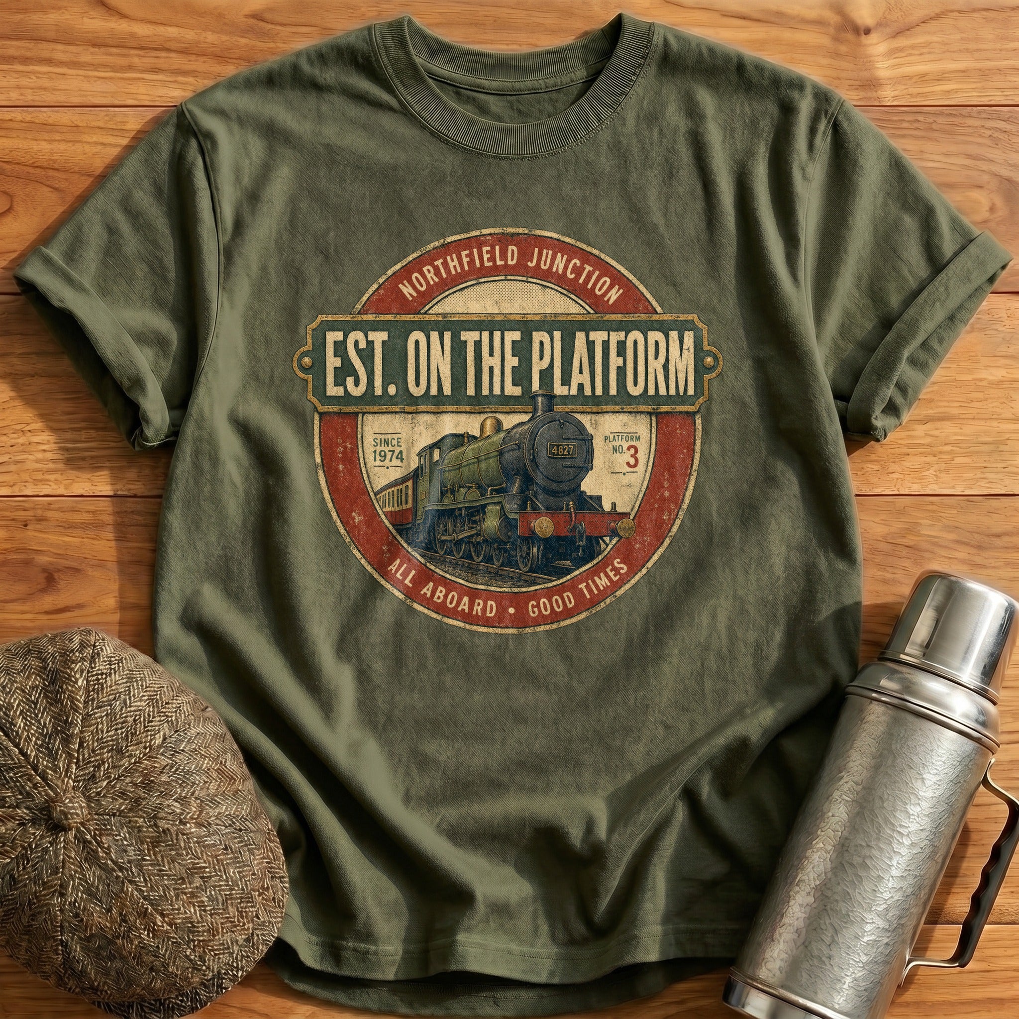 Est. on the Platform T-Shirt - Military Green