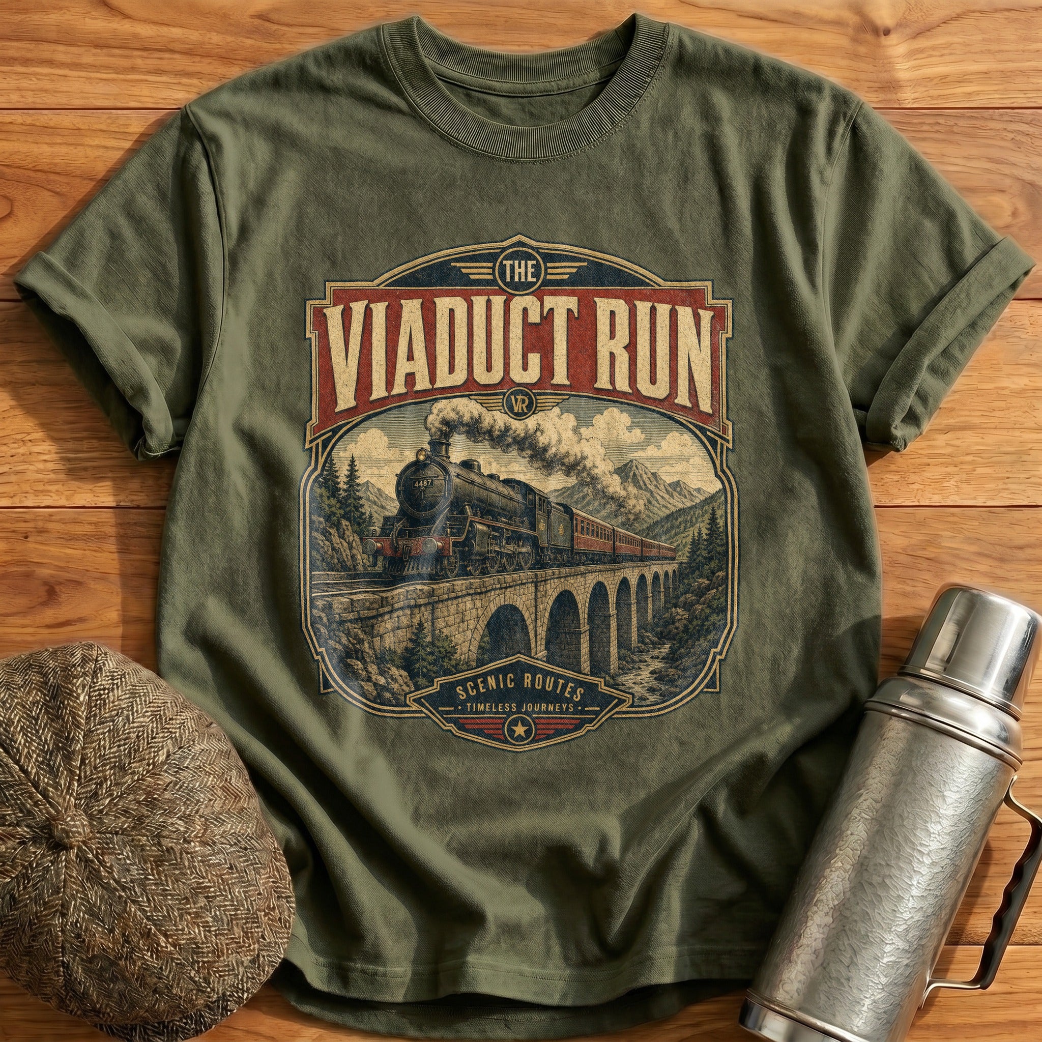 The Viaduct Run T-Shirt - Military Green