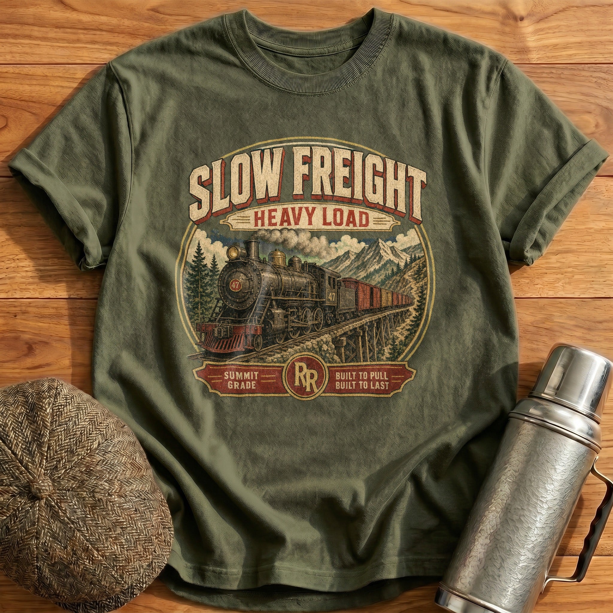 Slow Freight T-Shirt - Military Green