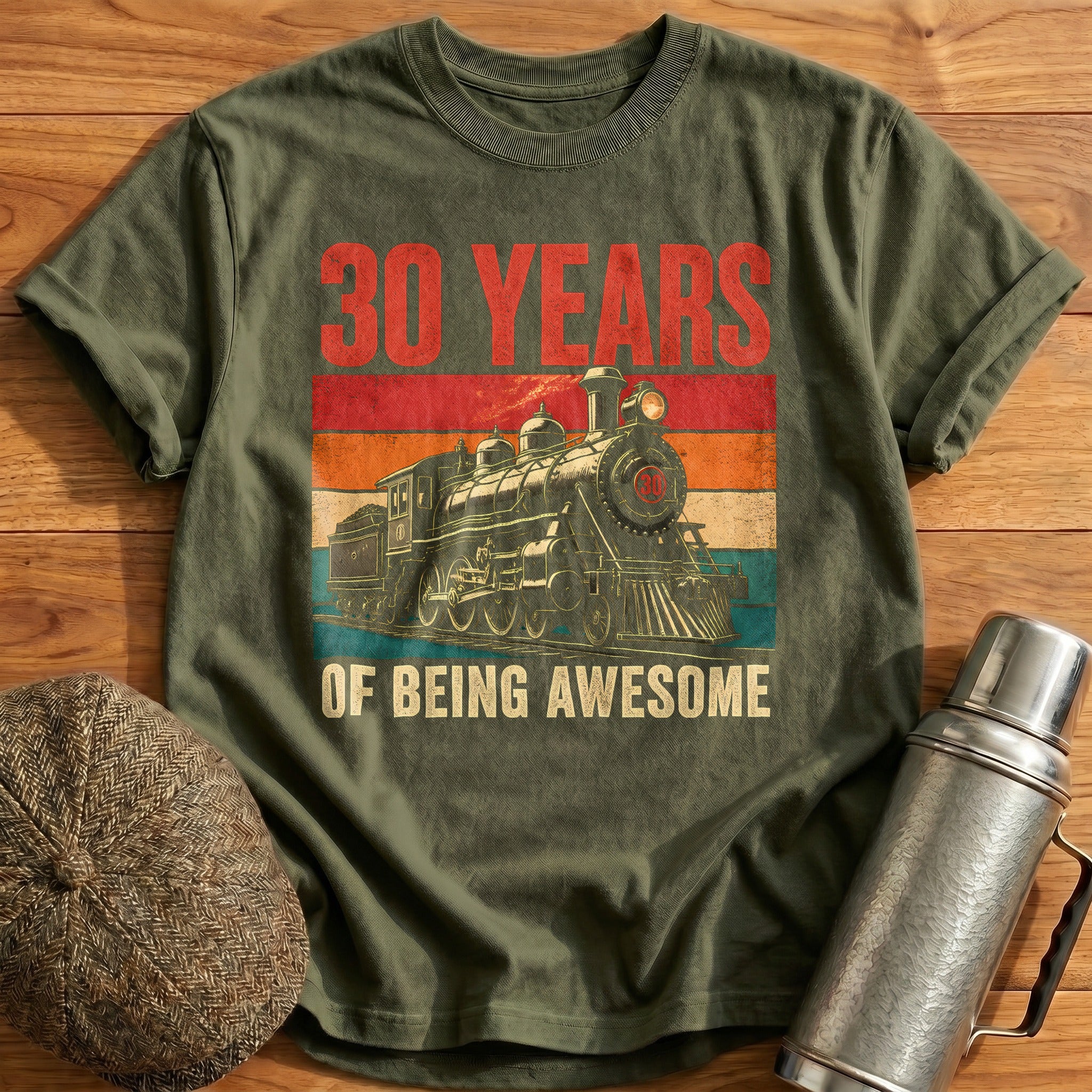 30 Being Awesome T-Shirt - Military Green