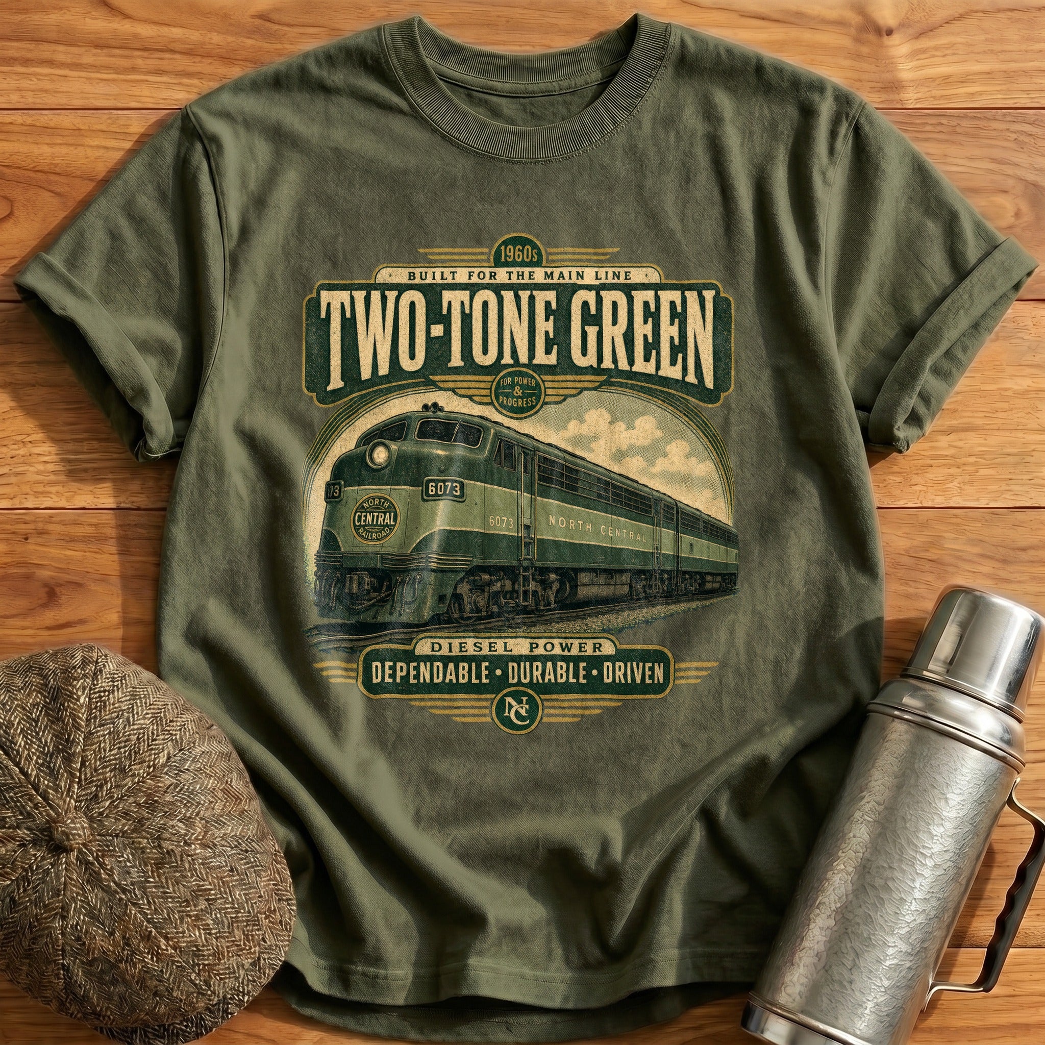 Two-tone Green T-Shirt - Military Green