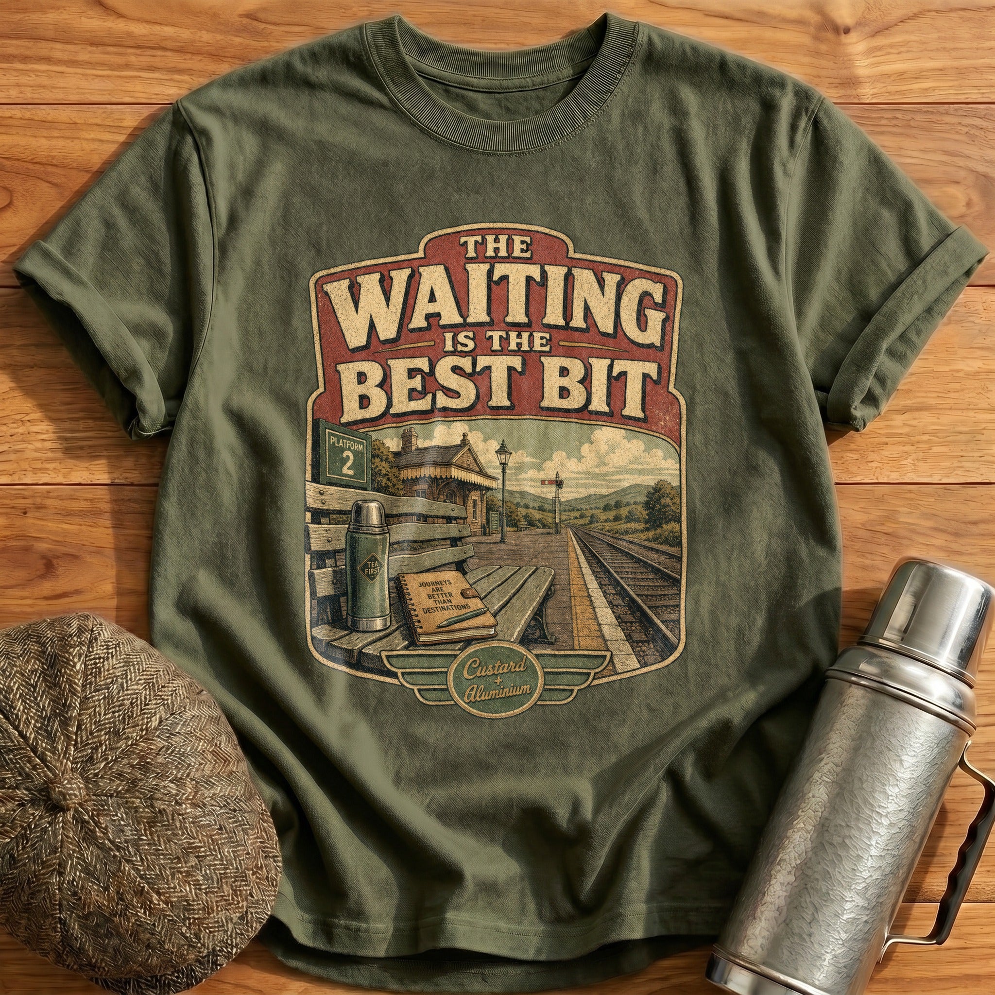 The Waiting is the Best Bit T-Shirt - Military Green