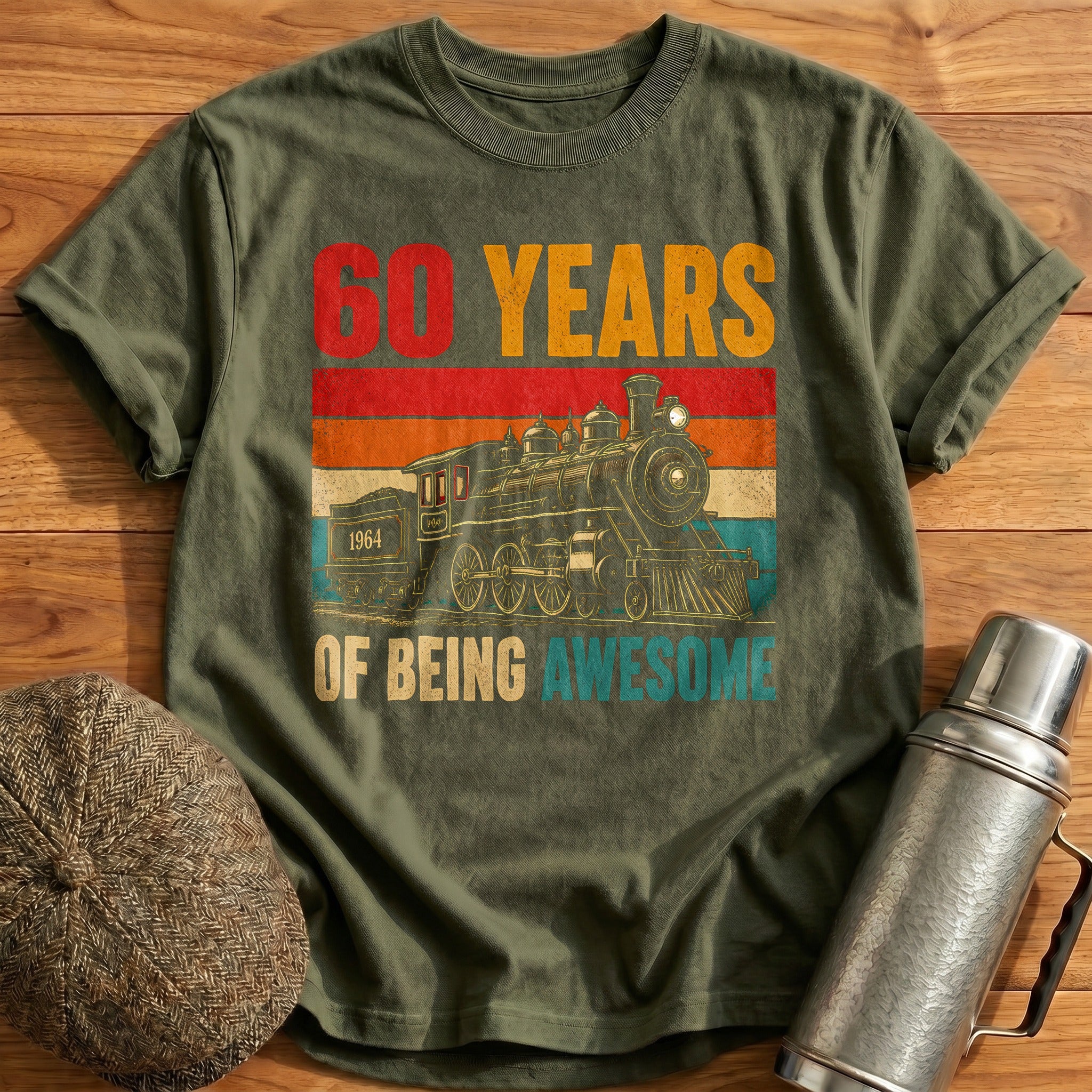 60 Being Awesome T-Shirt - Military Green