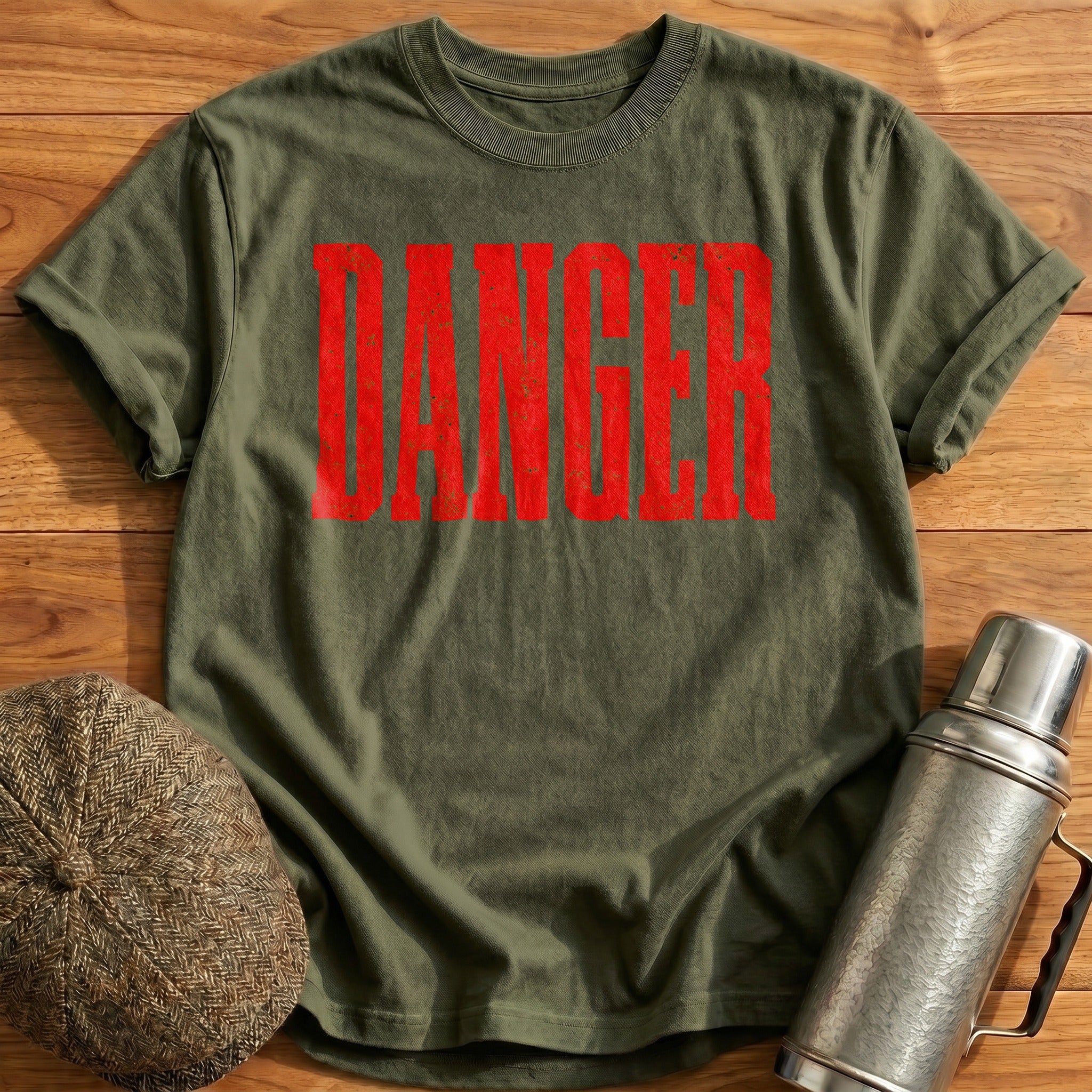 Danger T-Shirt - Military Green