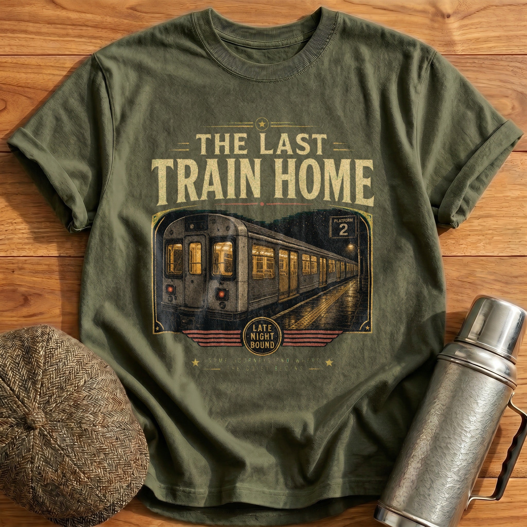 The Last Train Home T-Shirt - Military Green
